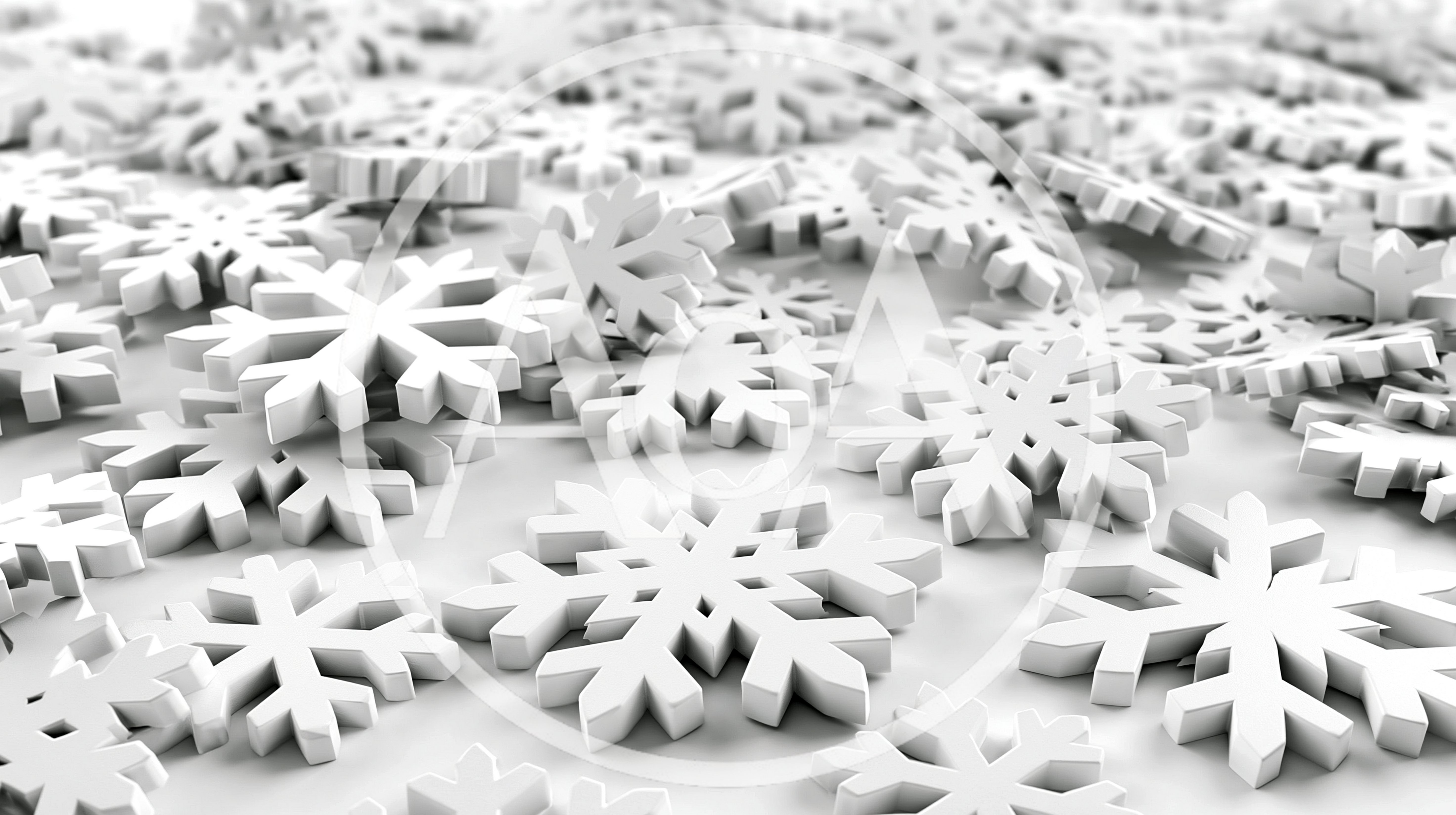3D Rendered White Snowflakes Background