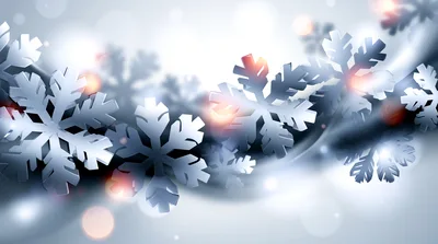 Abstract Background With Floating Metallic Silver Snowflakes