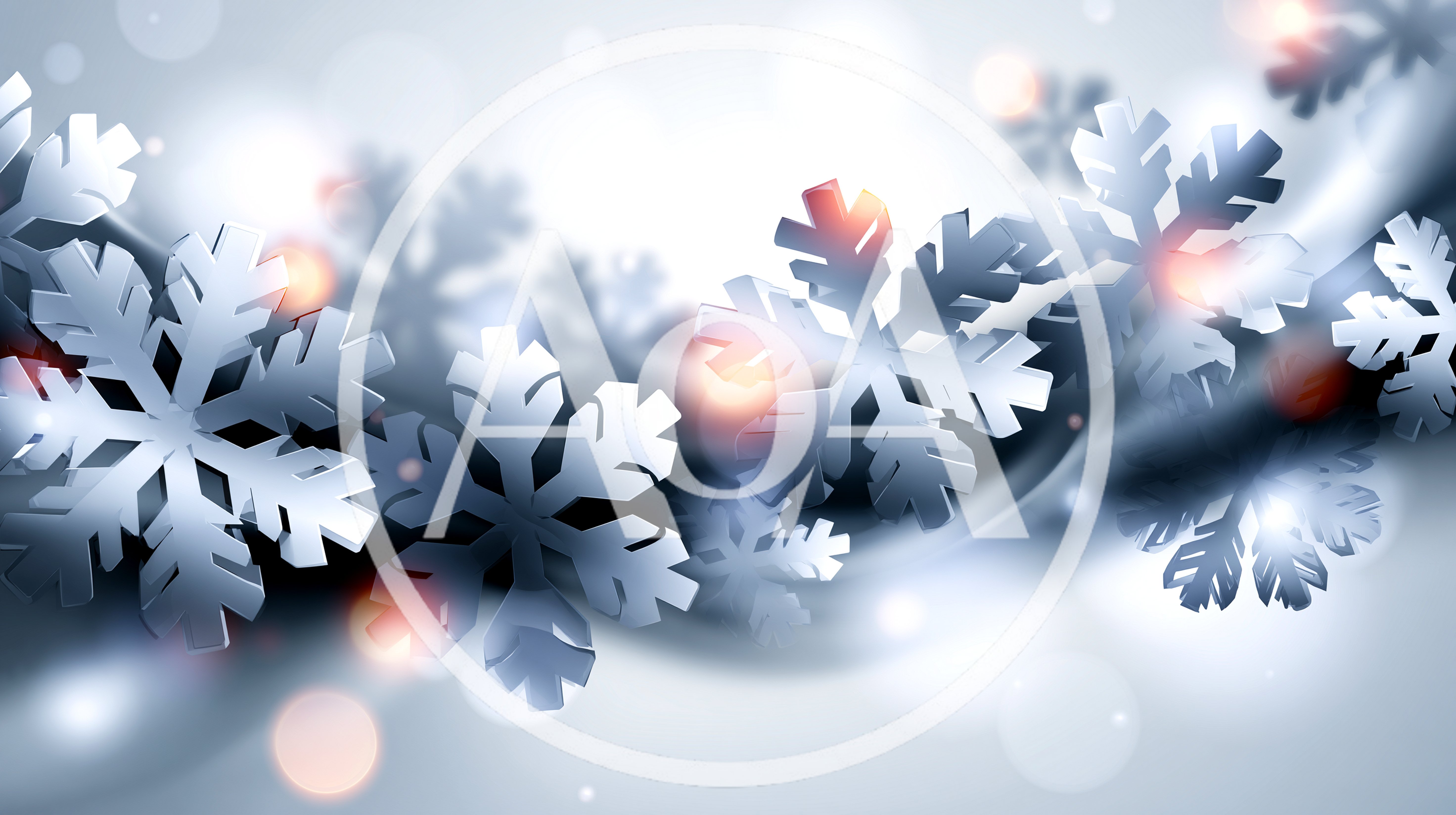 Abstract Background With Floating Metallic Silver Snowflakes