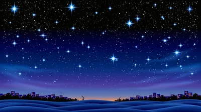 Night Sky Over Desert Landscape With City Silhouette