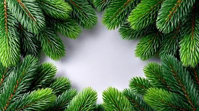 Christmas Pine Tree Branches Border Frame