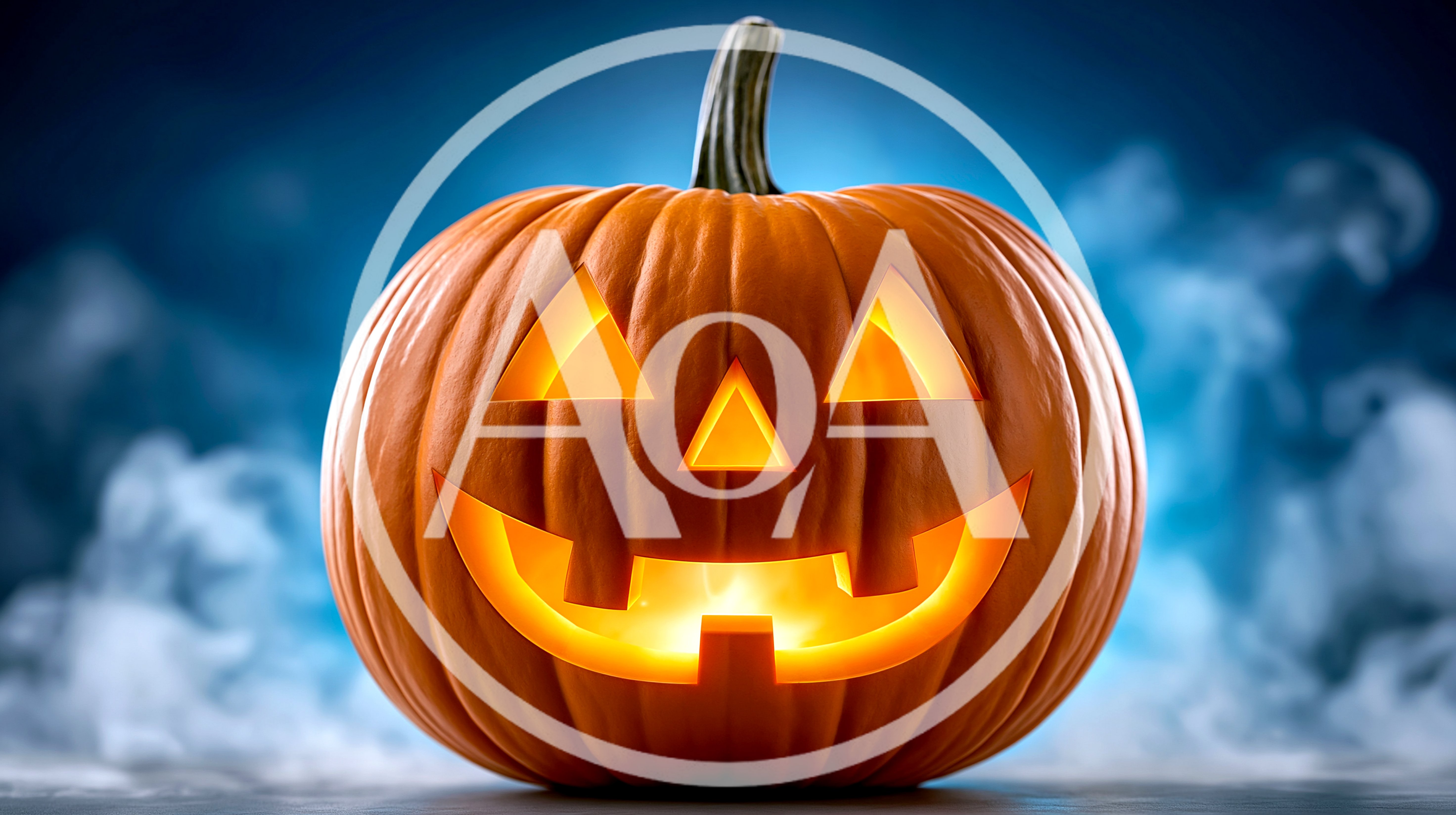 Glowing Jack O Lantern Pumpkin With Foggy Background