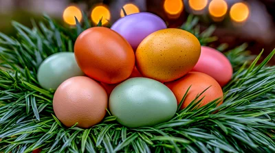 Colorful Easter Eggs Nestled In Green Grass