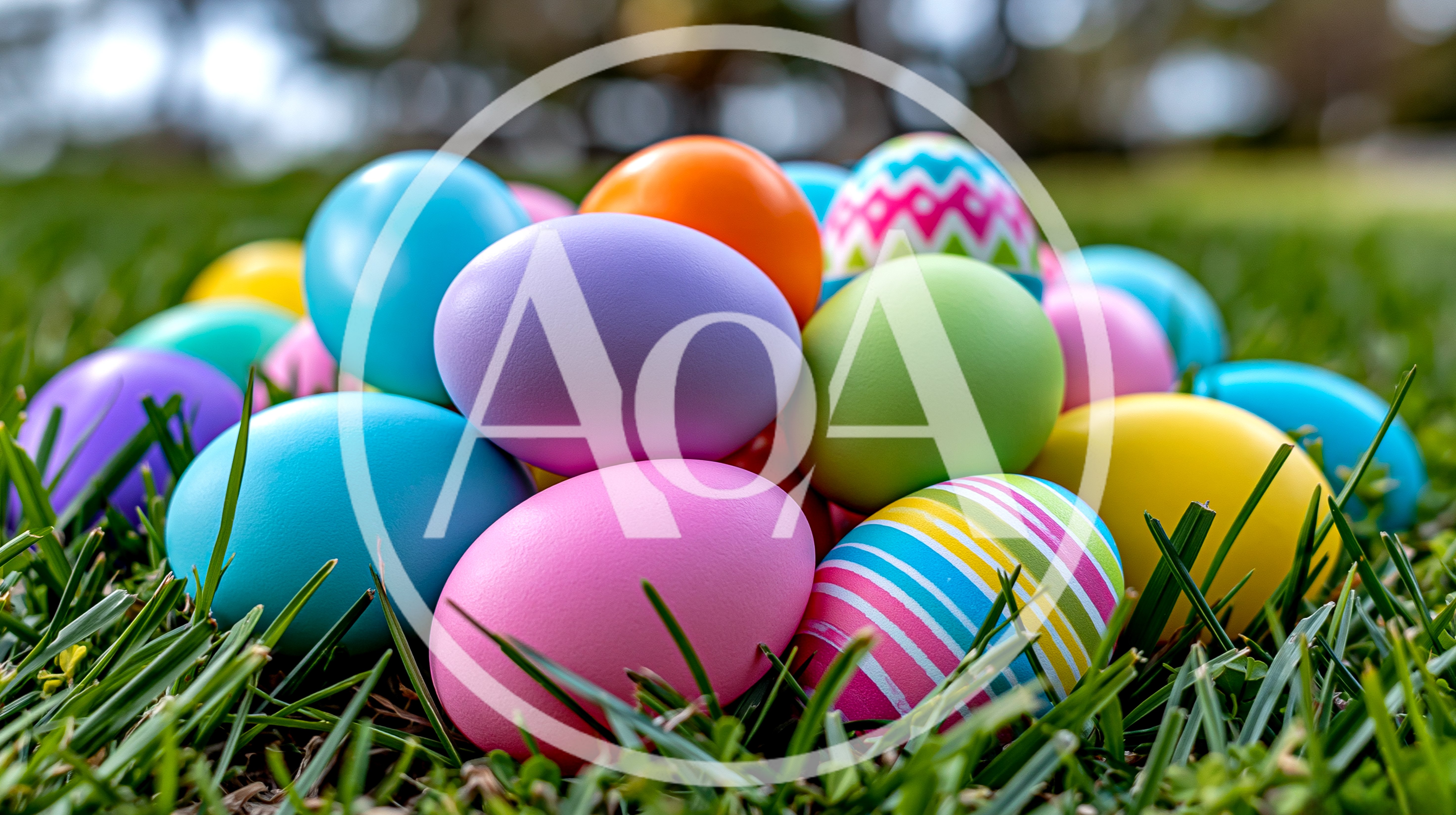 Colorful Easter Eggs Scattered In Green Grass