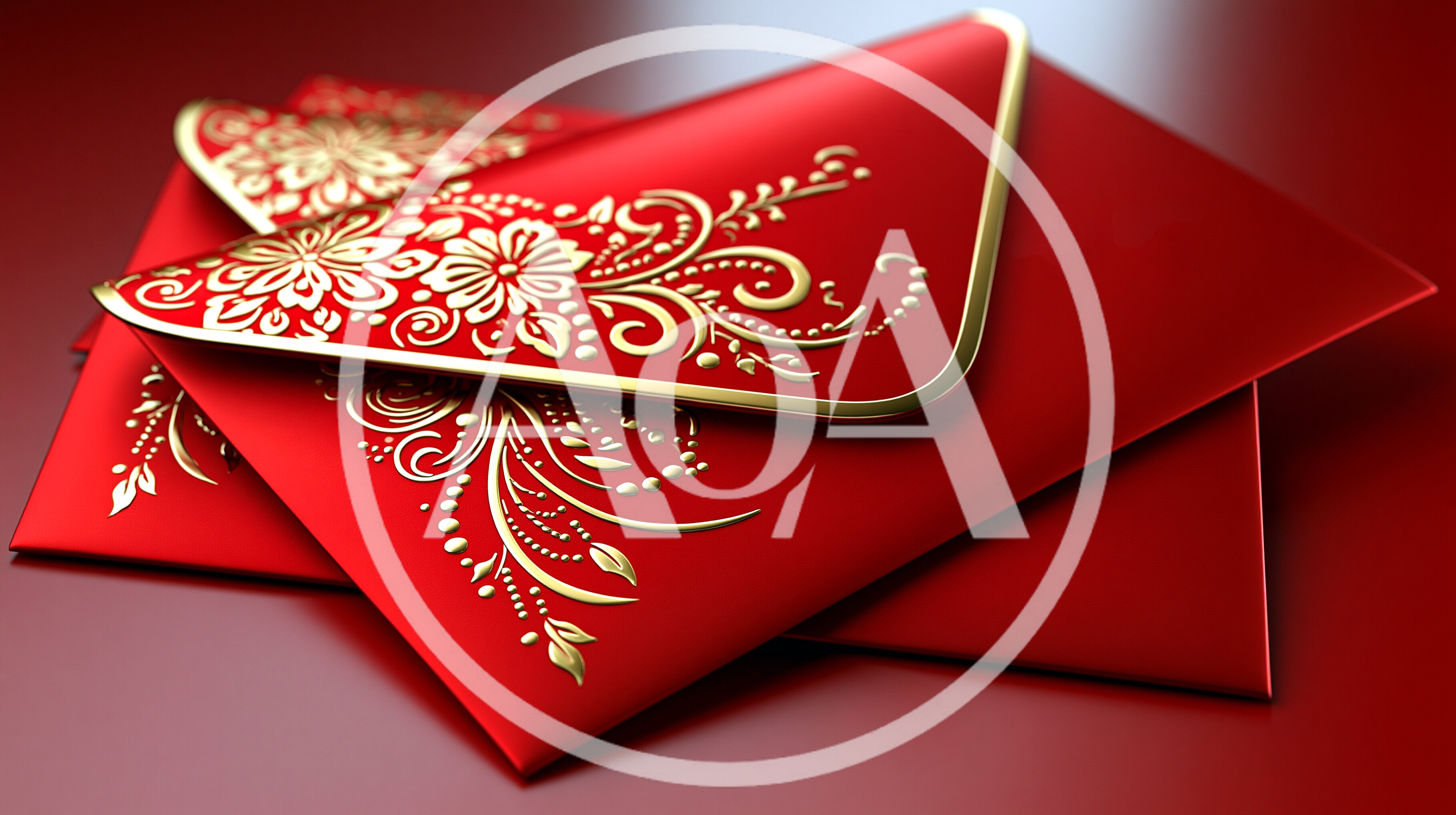 Red Envelopes With Gold Floral Patterns