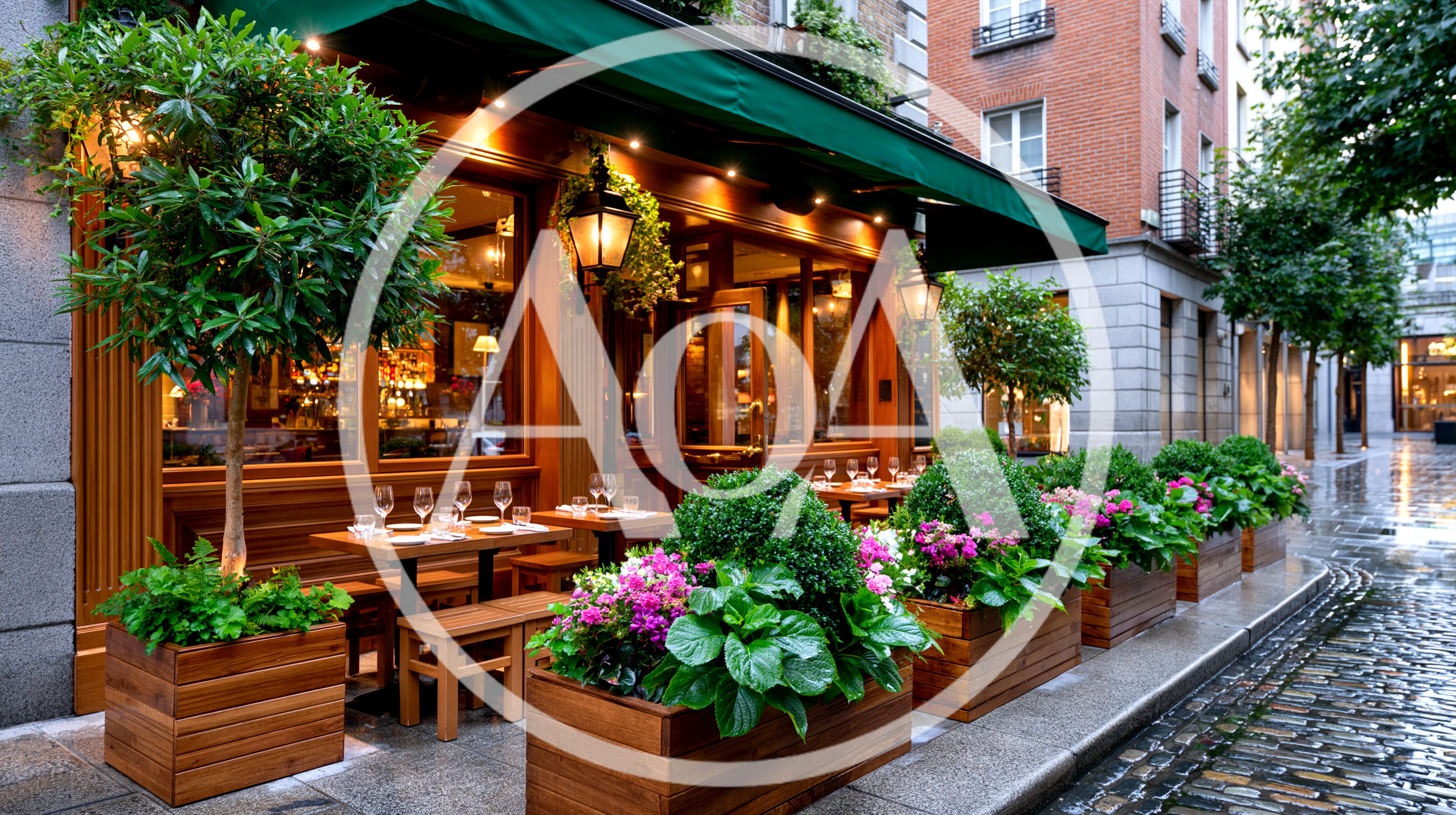 Outdoor Seating Area At A Charming European Restaurant