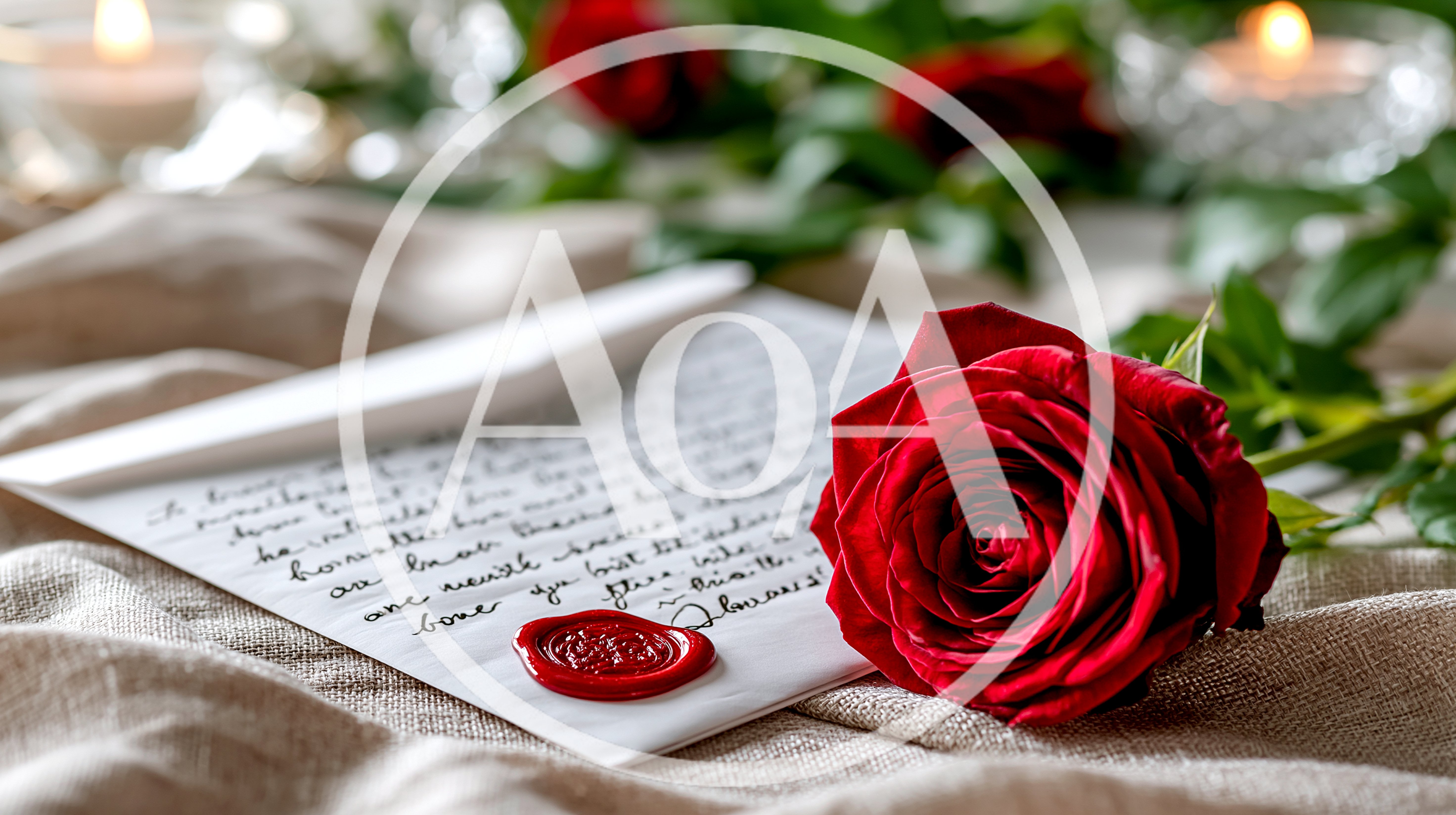 Red Rose Beside A Sealed Handwritten Love Letter