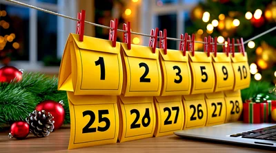 Advent Calendar Envelopes Hanging On A String
