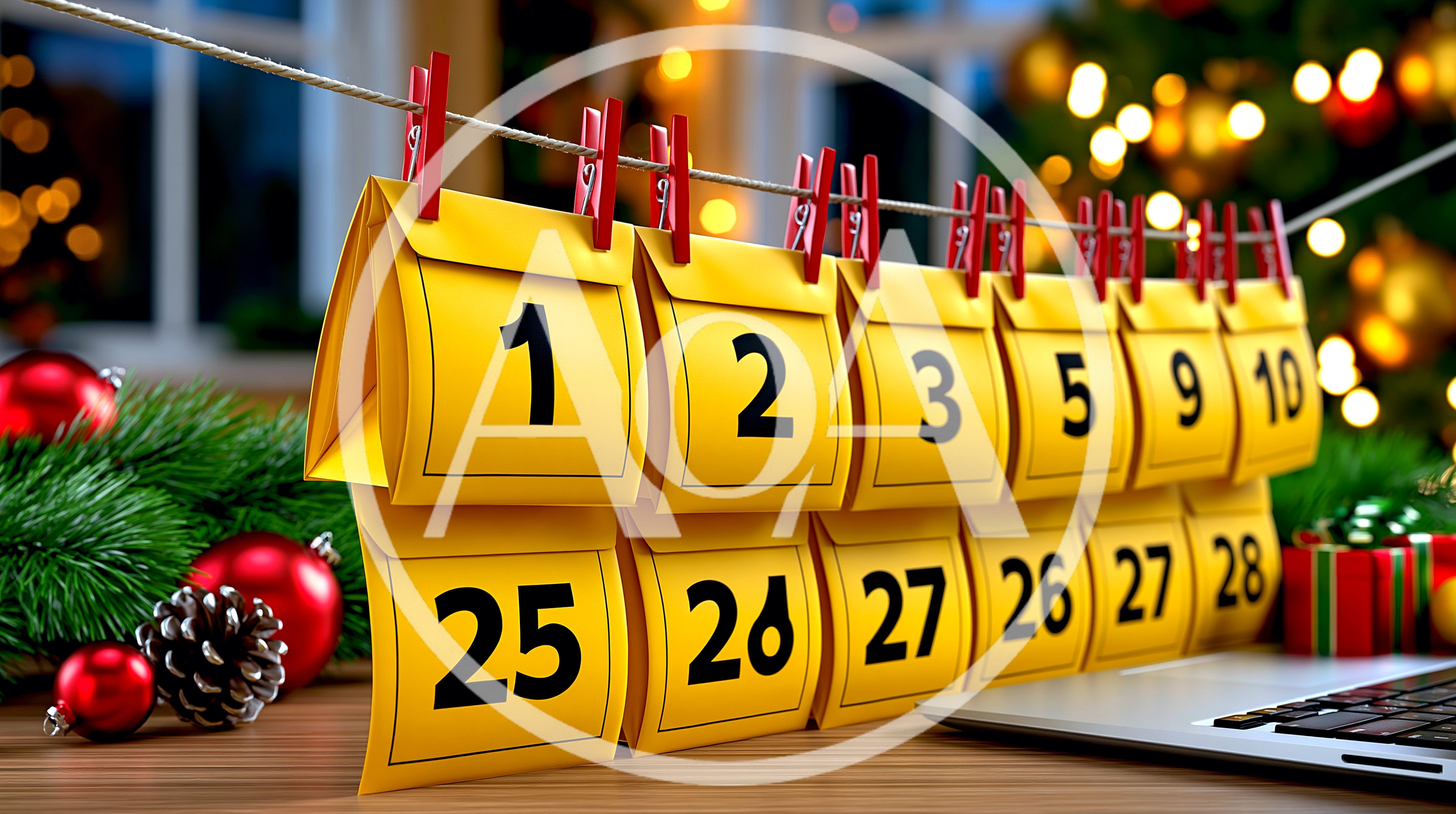 Advent Calendar Envelopes Hanging On A String