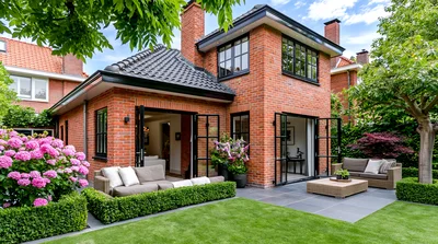 Modern Brick House With Garden Patio