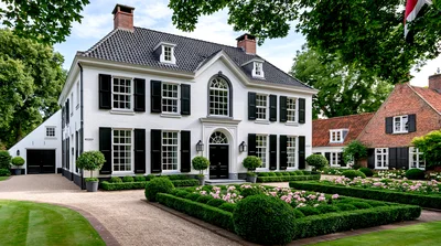 Luxury White Manor House With Formal Garden