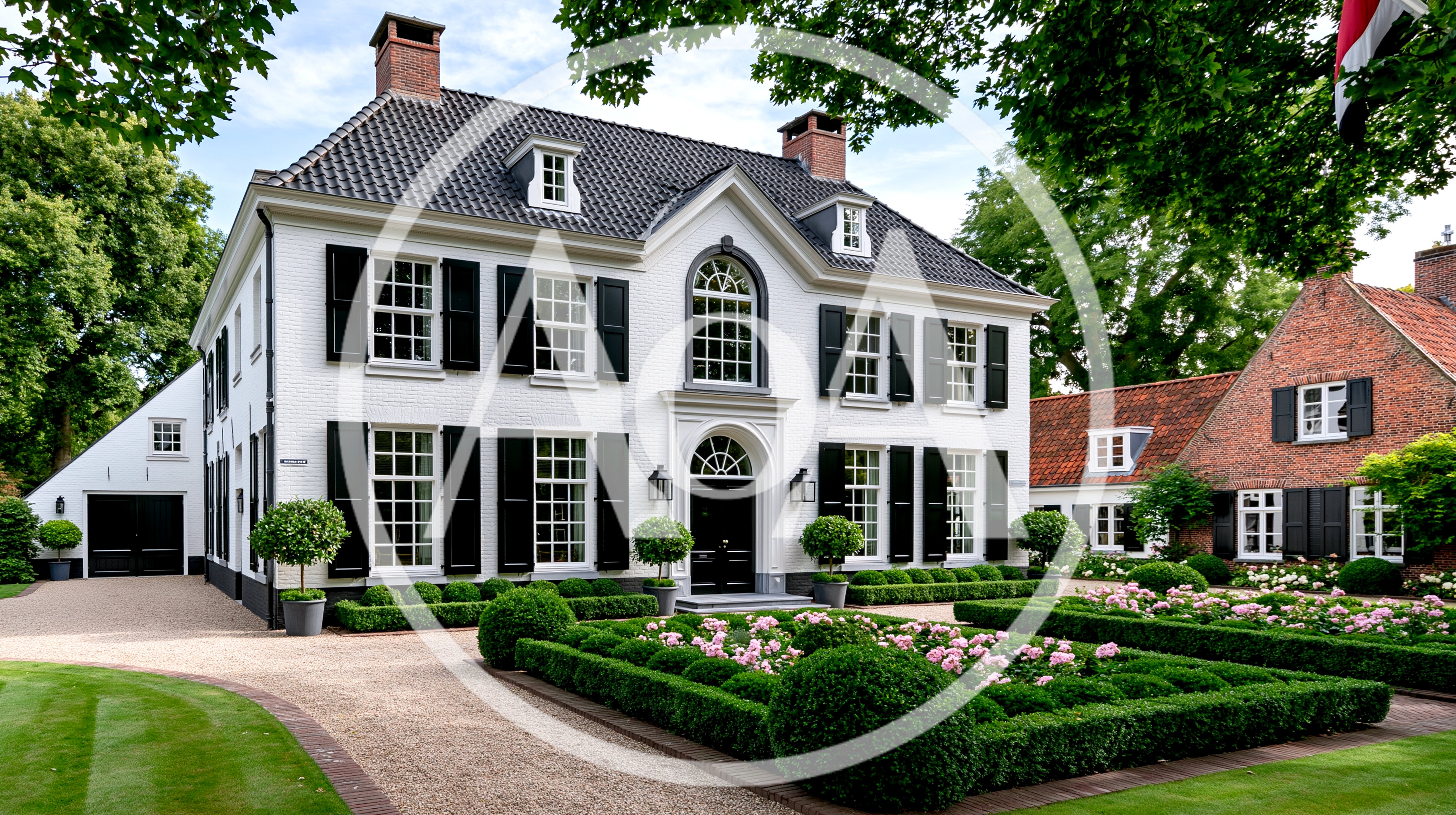 Luxury White Manor House With Formal Garden