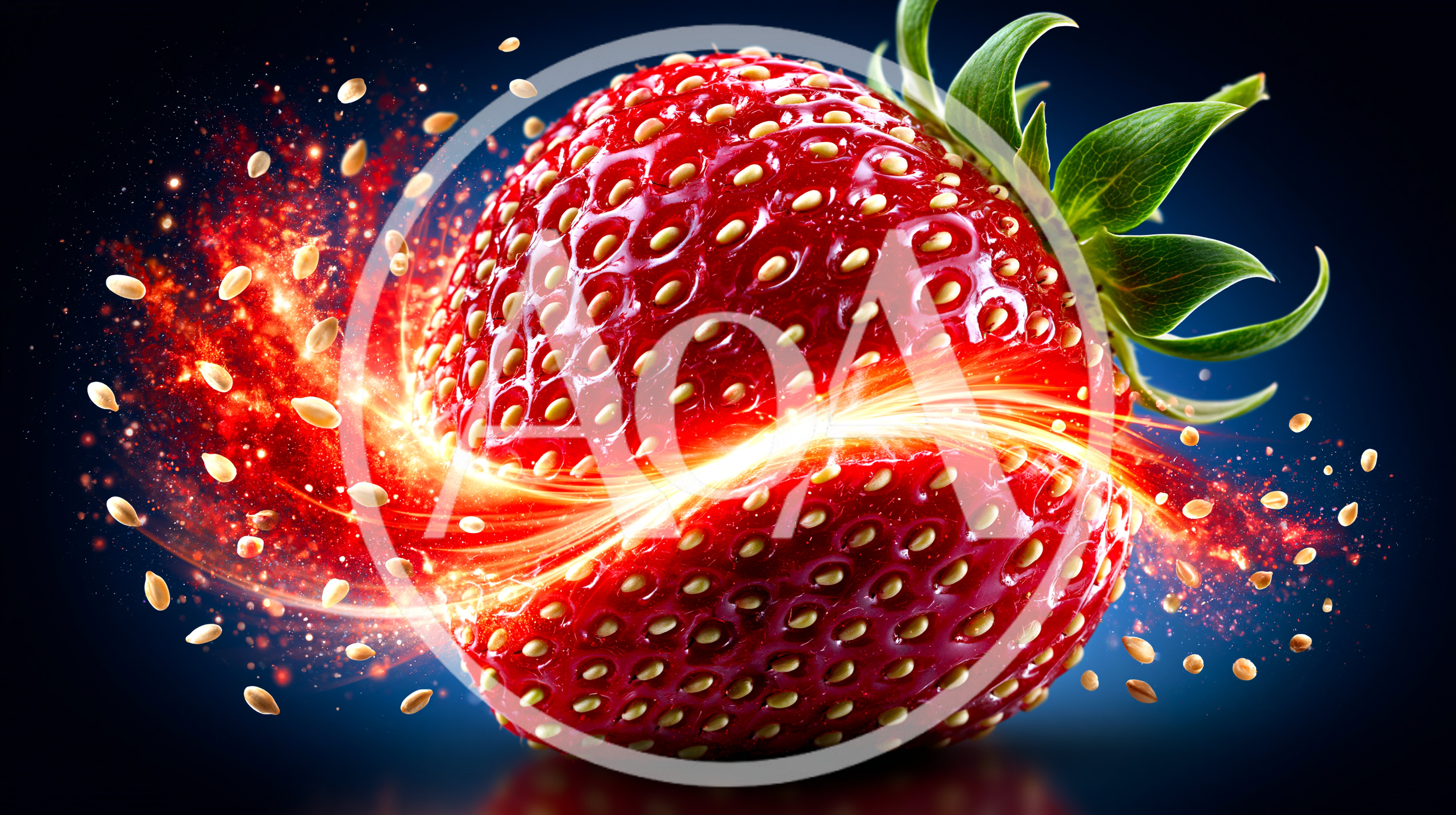Vibrant Strawberry With Glowing Energy Swirls