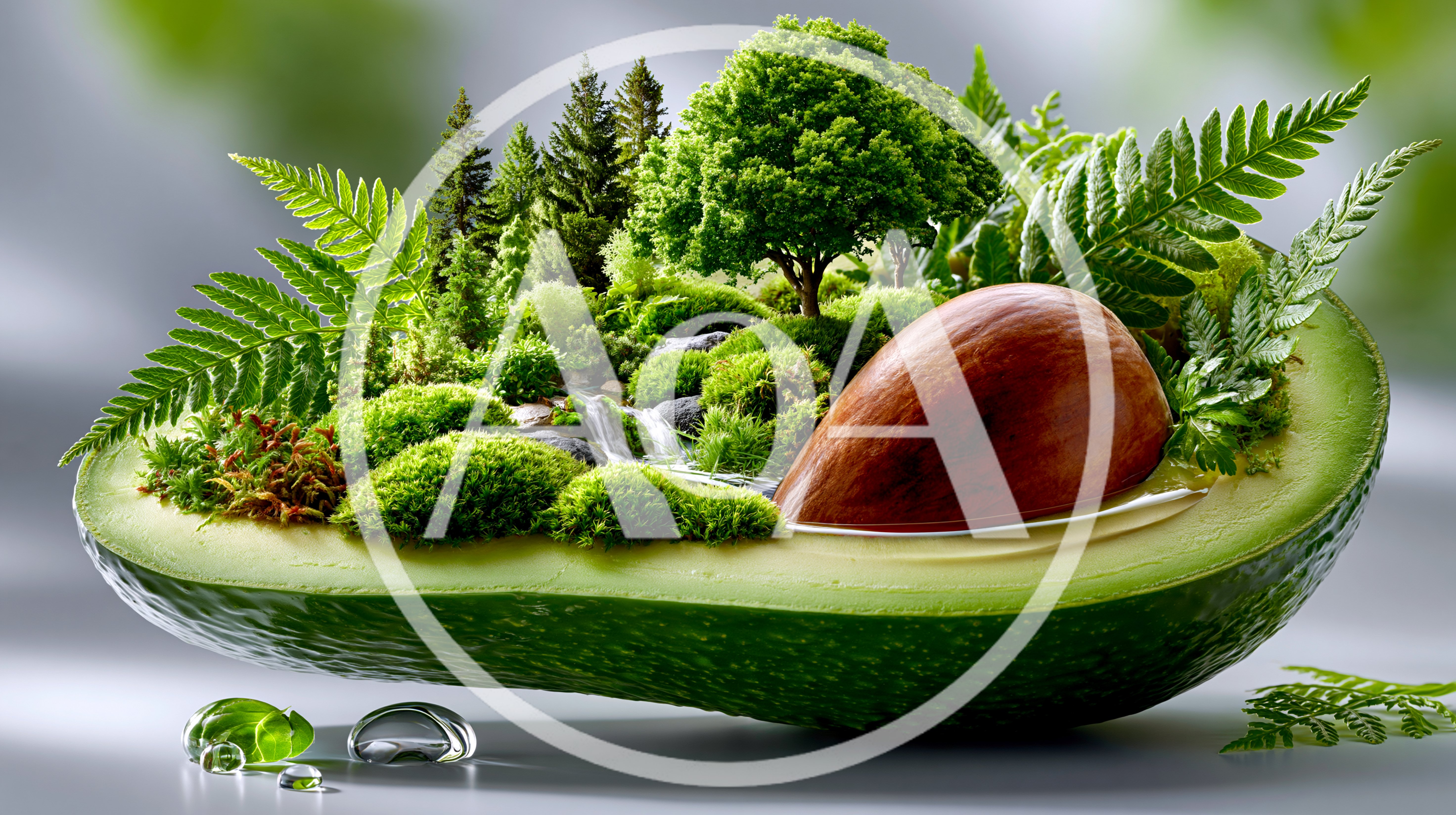 Surreal Miniature Forest Landscape Inside A Halved Avocado