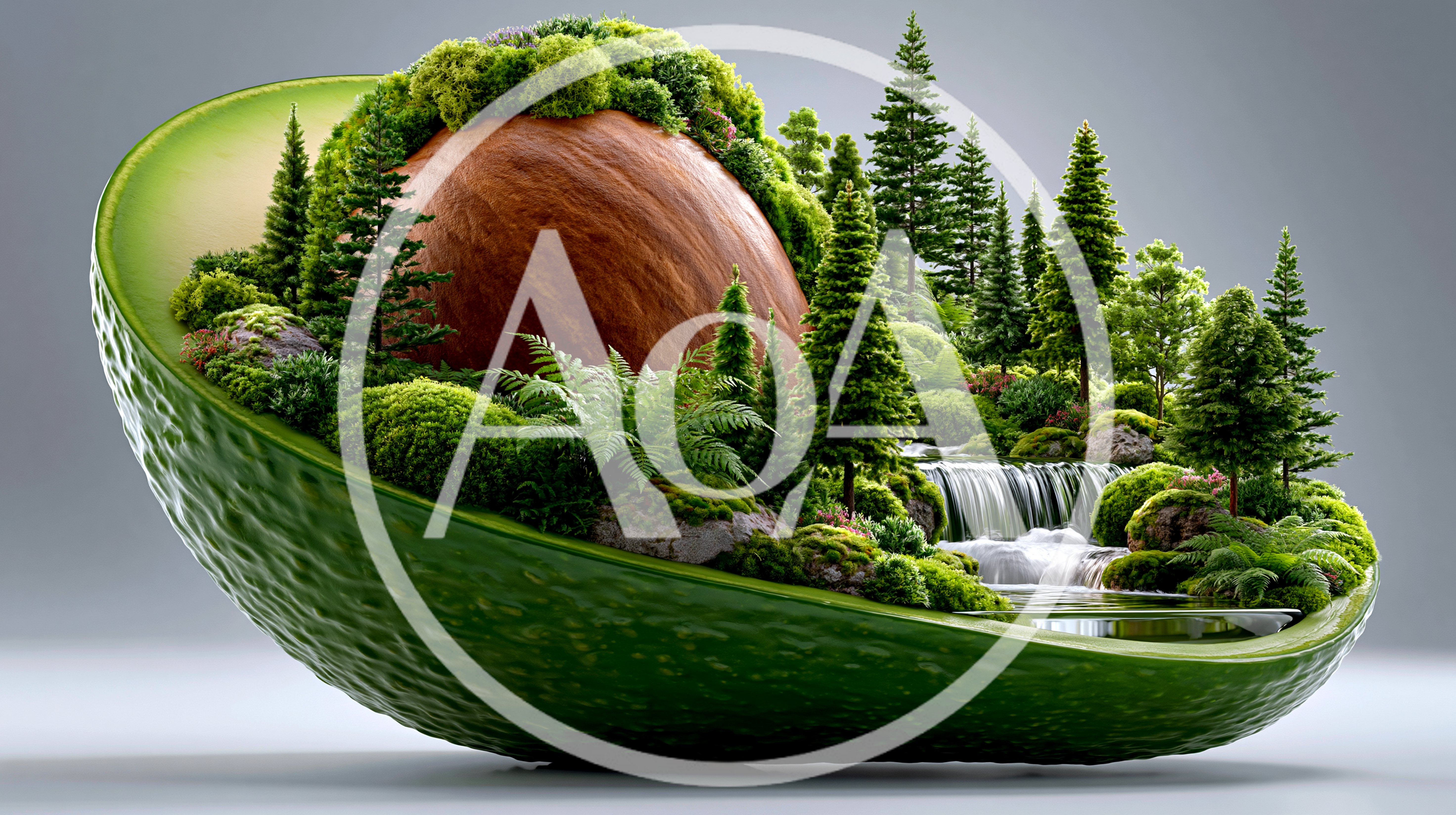 Surreal Avocado Half Containing A Miniature Forest Landscape