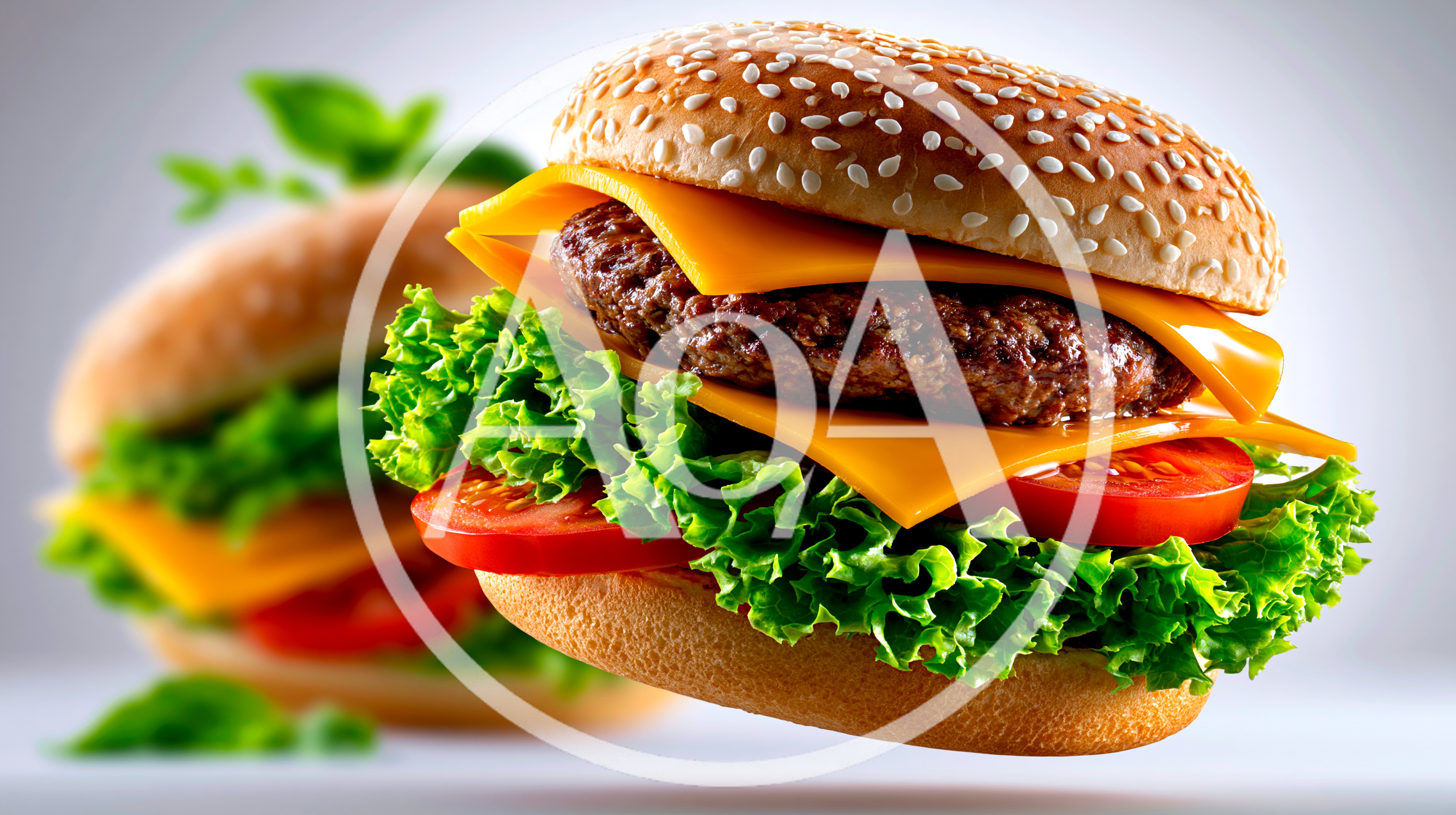 Two Delicious Cheeseburgers With Fresh Lettuce And Tomatoes