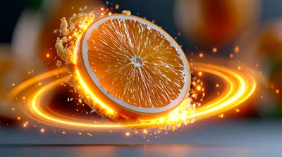 Glowing Orange Slice With Dynamic Light Rings