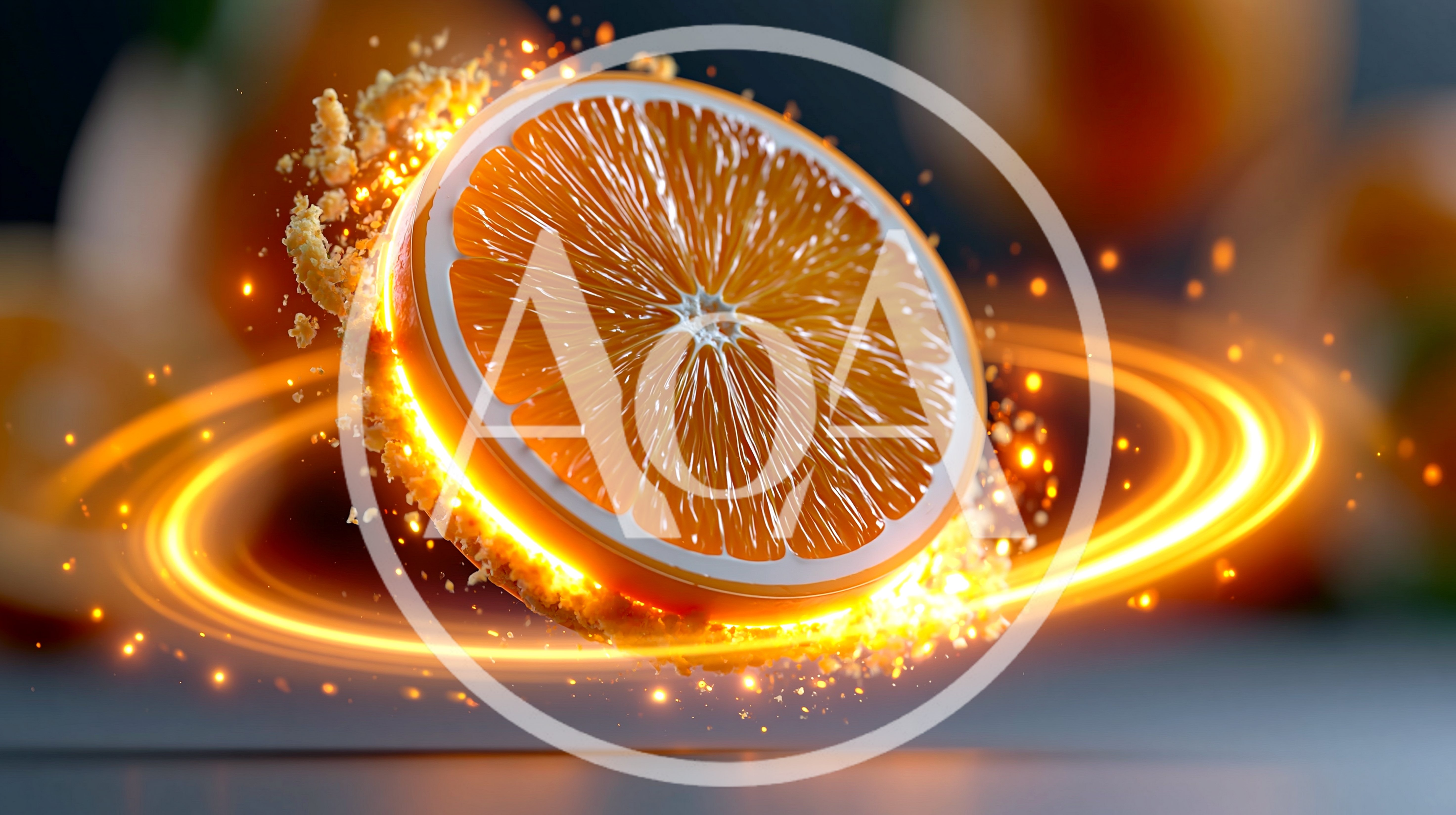 Glowing Orange Slice With Dynamic Light Rings