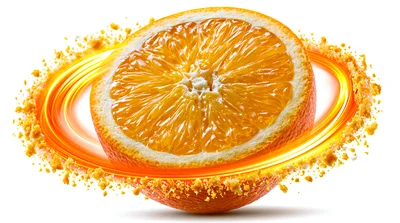 Fresh Orange Slice With Dynamic Citrus Splash Ring