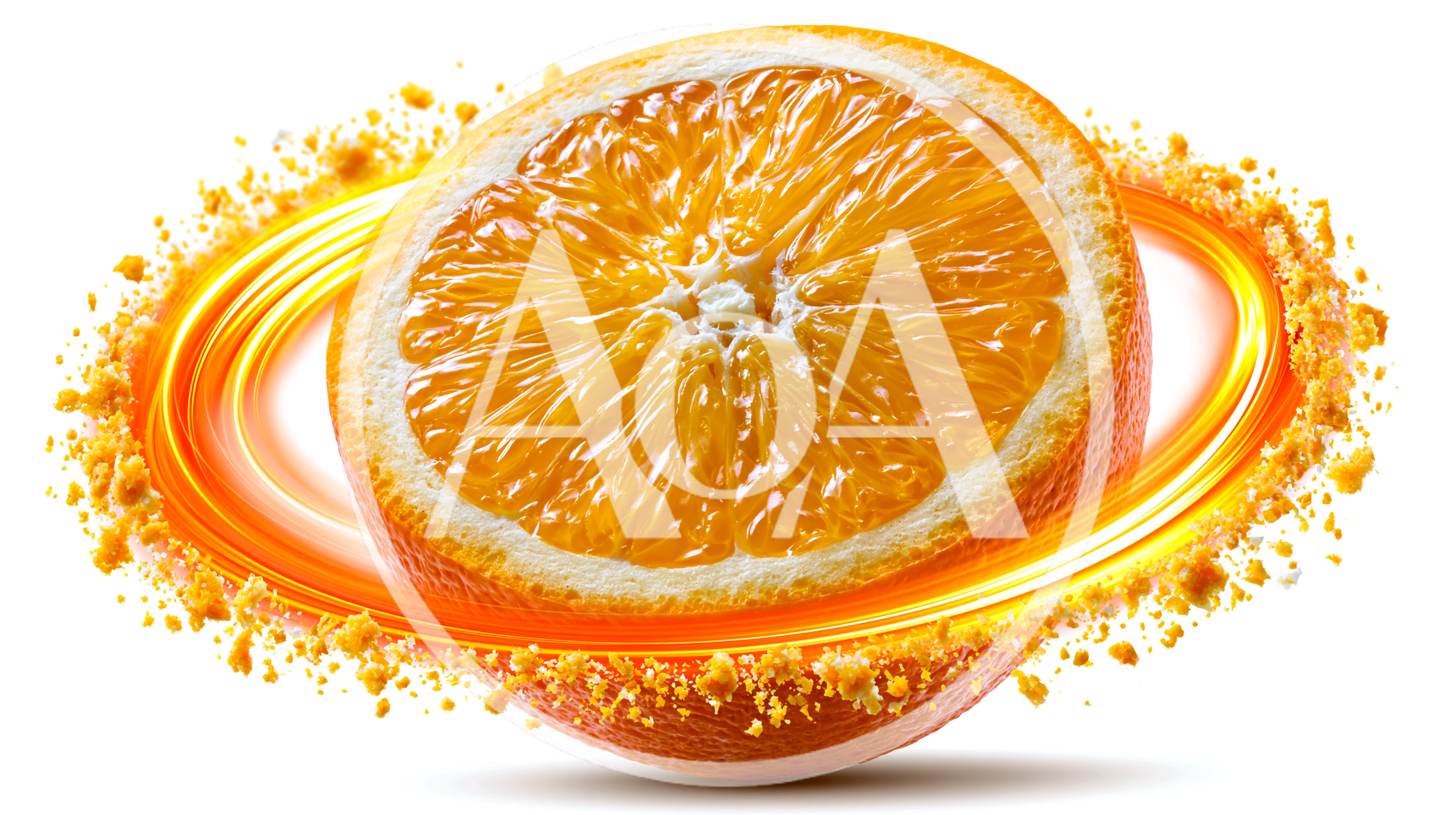 Fresh Orange Slice With Dynamic Citrus Splash Ring