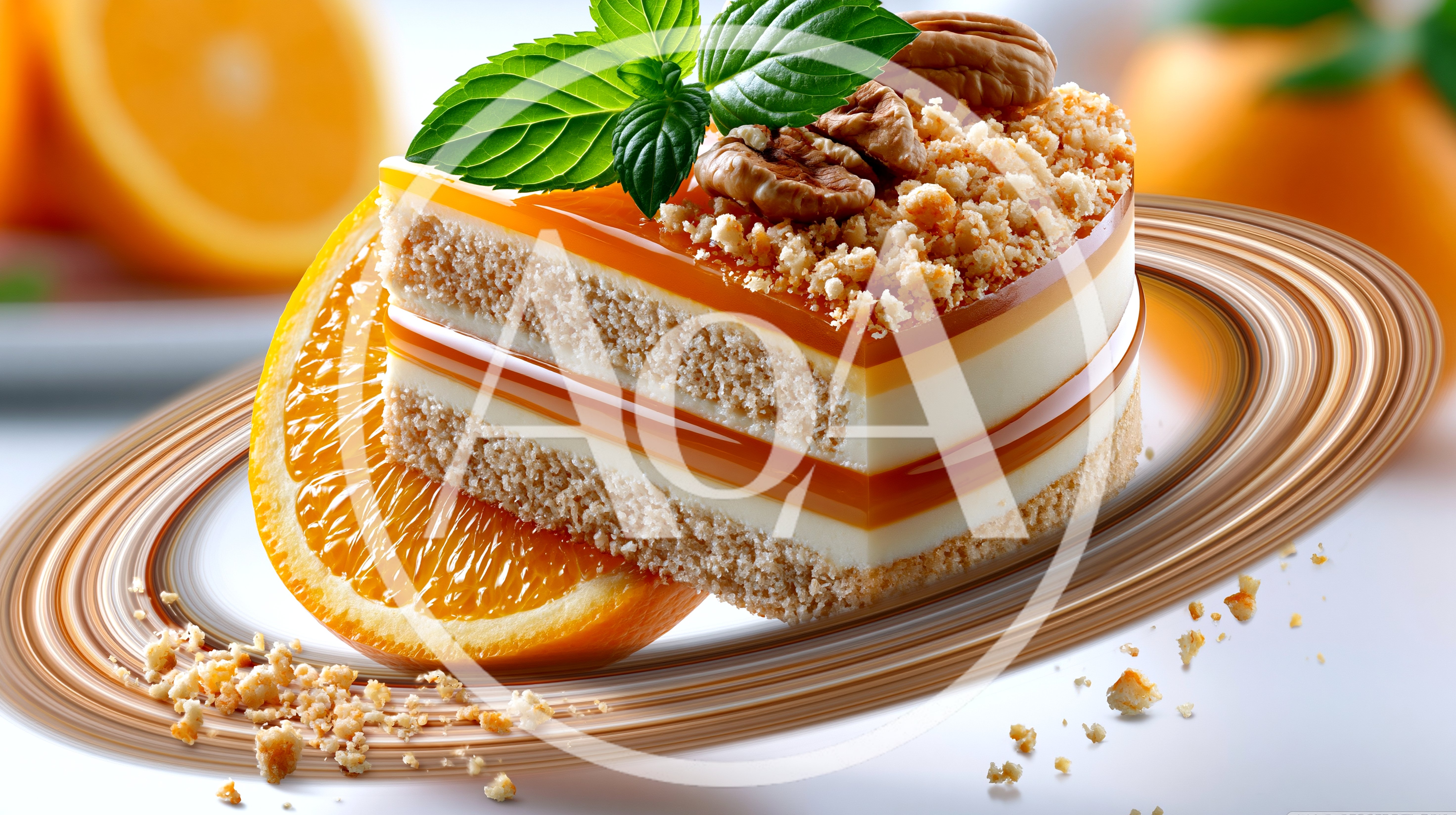 Surreal Slice Of Orange Cake Floating In Space