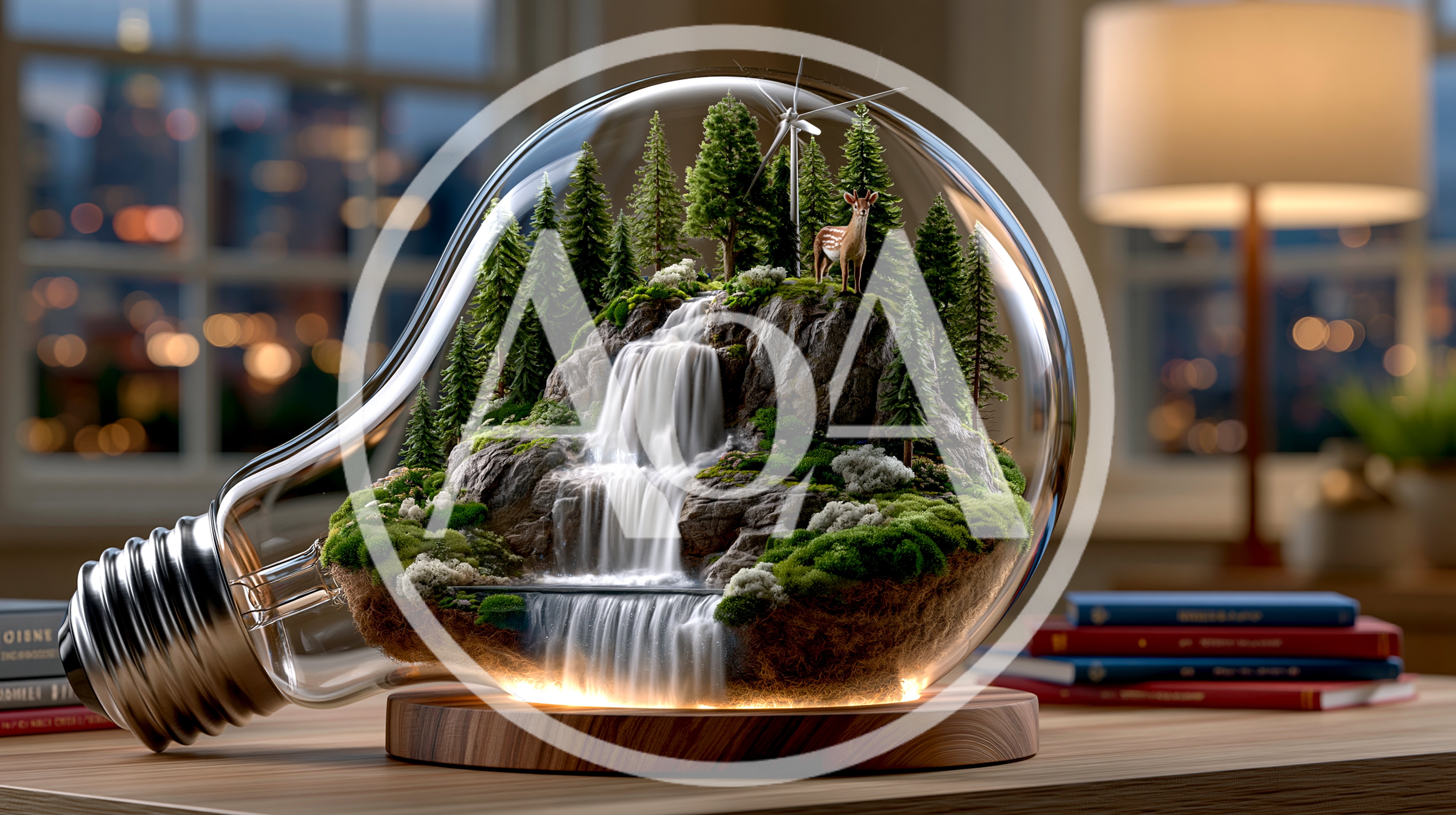 Miniature Forest Waterfall Inside A Glass Light Bulb