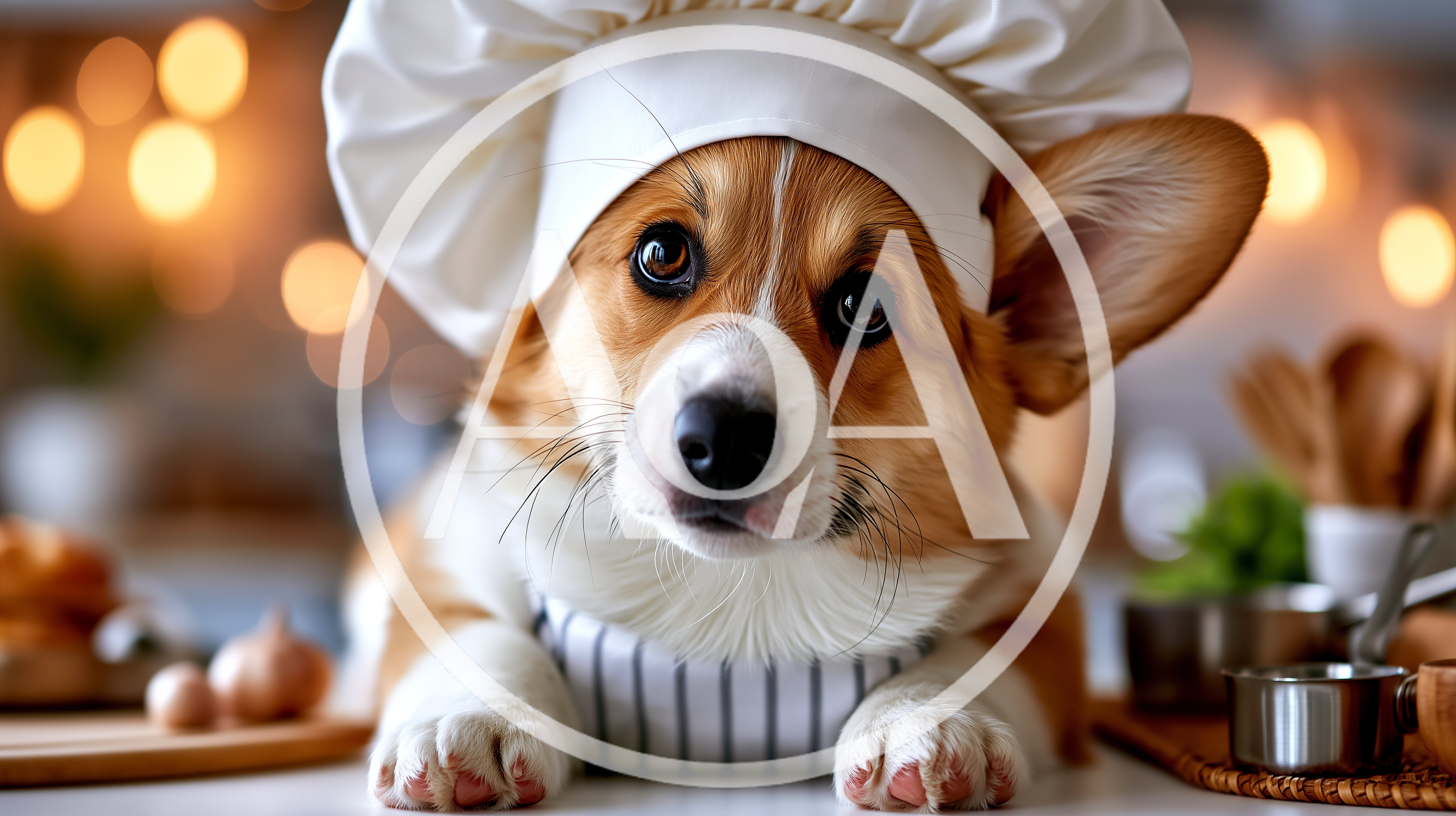 Adorable Corgi Puppy Wearing A Chef Hat And Apron