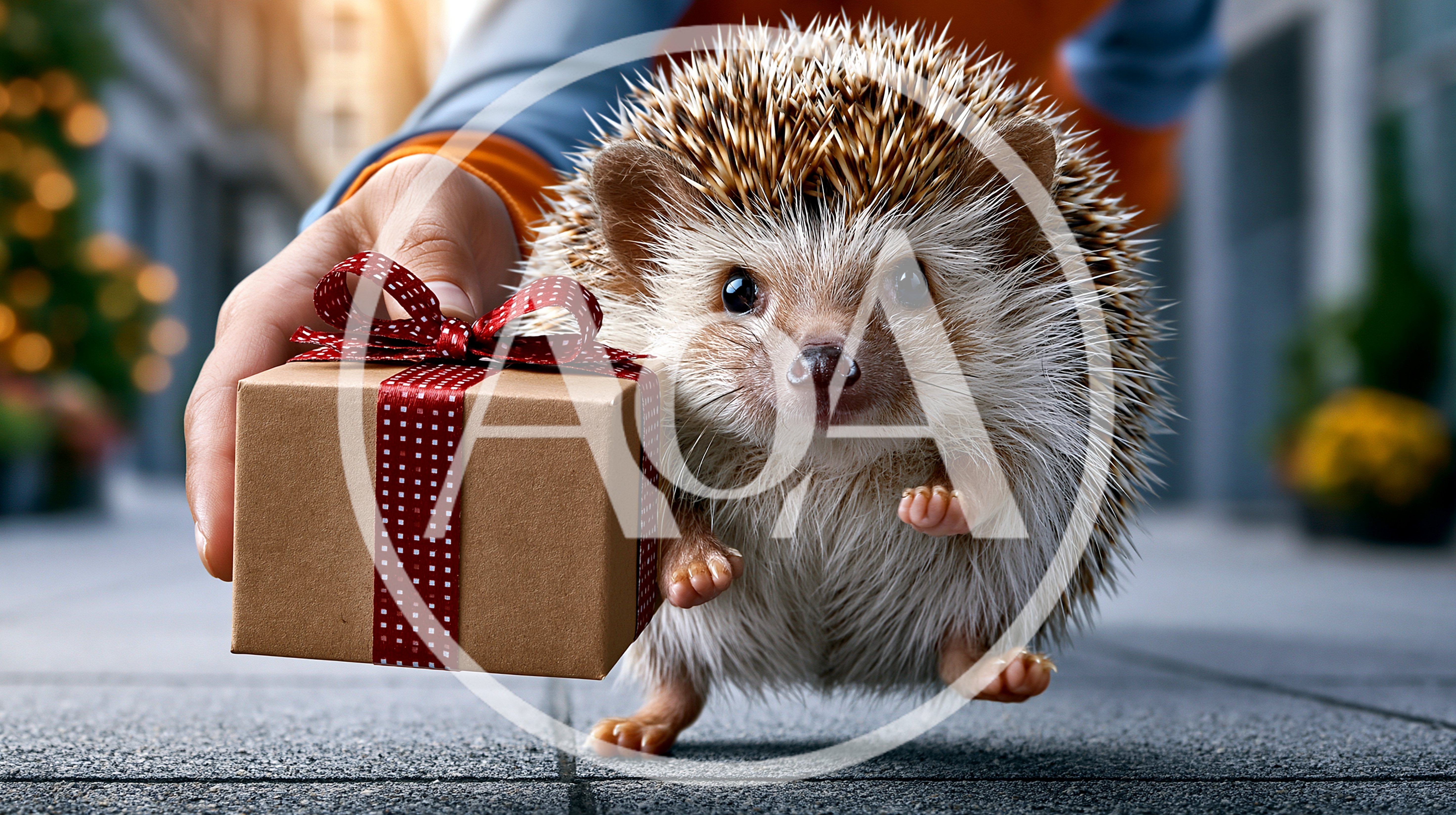 Cute Hedgehog Holding A Small Gift Box