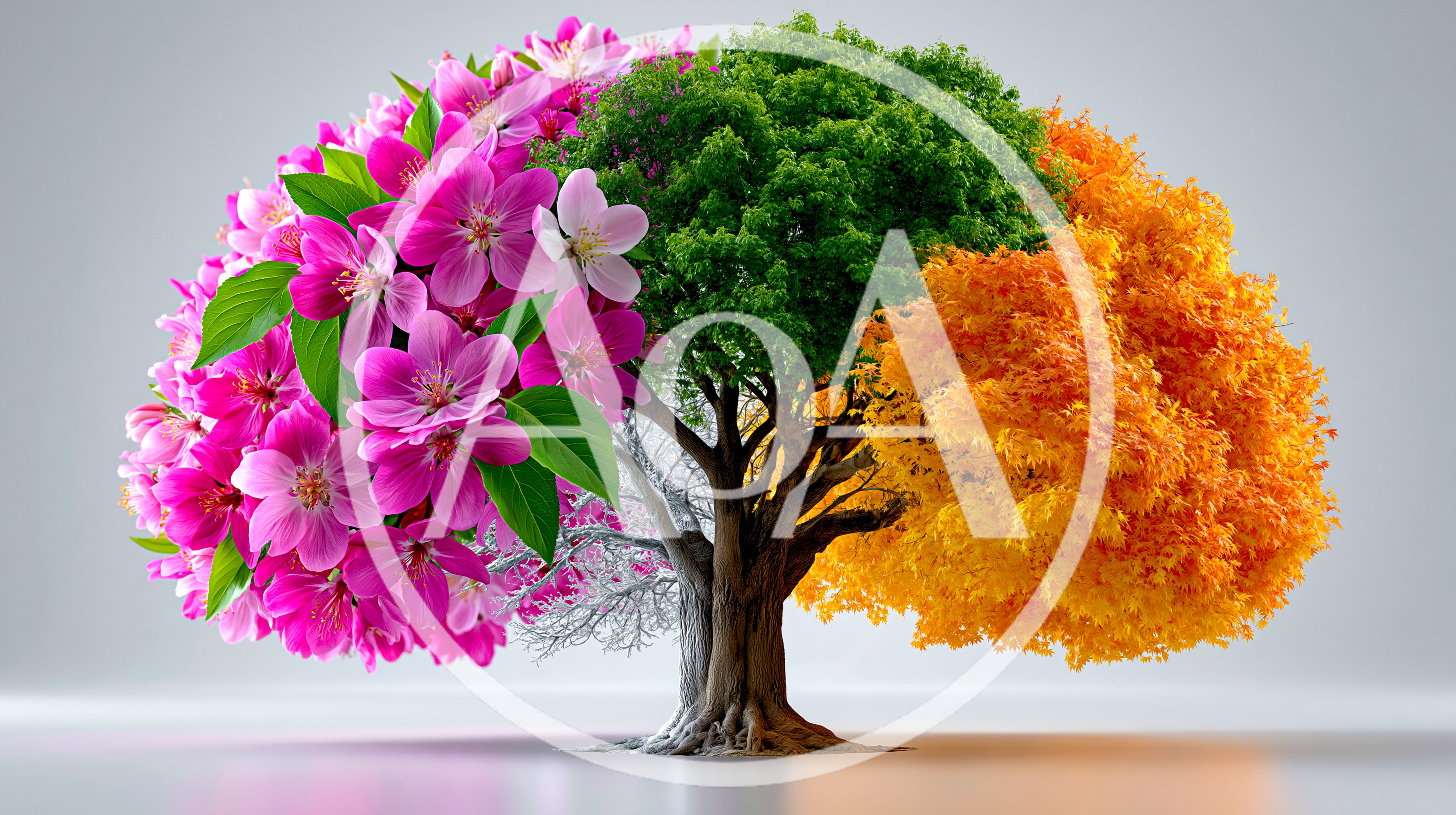 Conceptual Tree Representing Four Seasons Of Nature