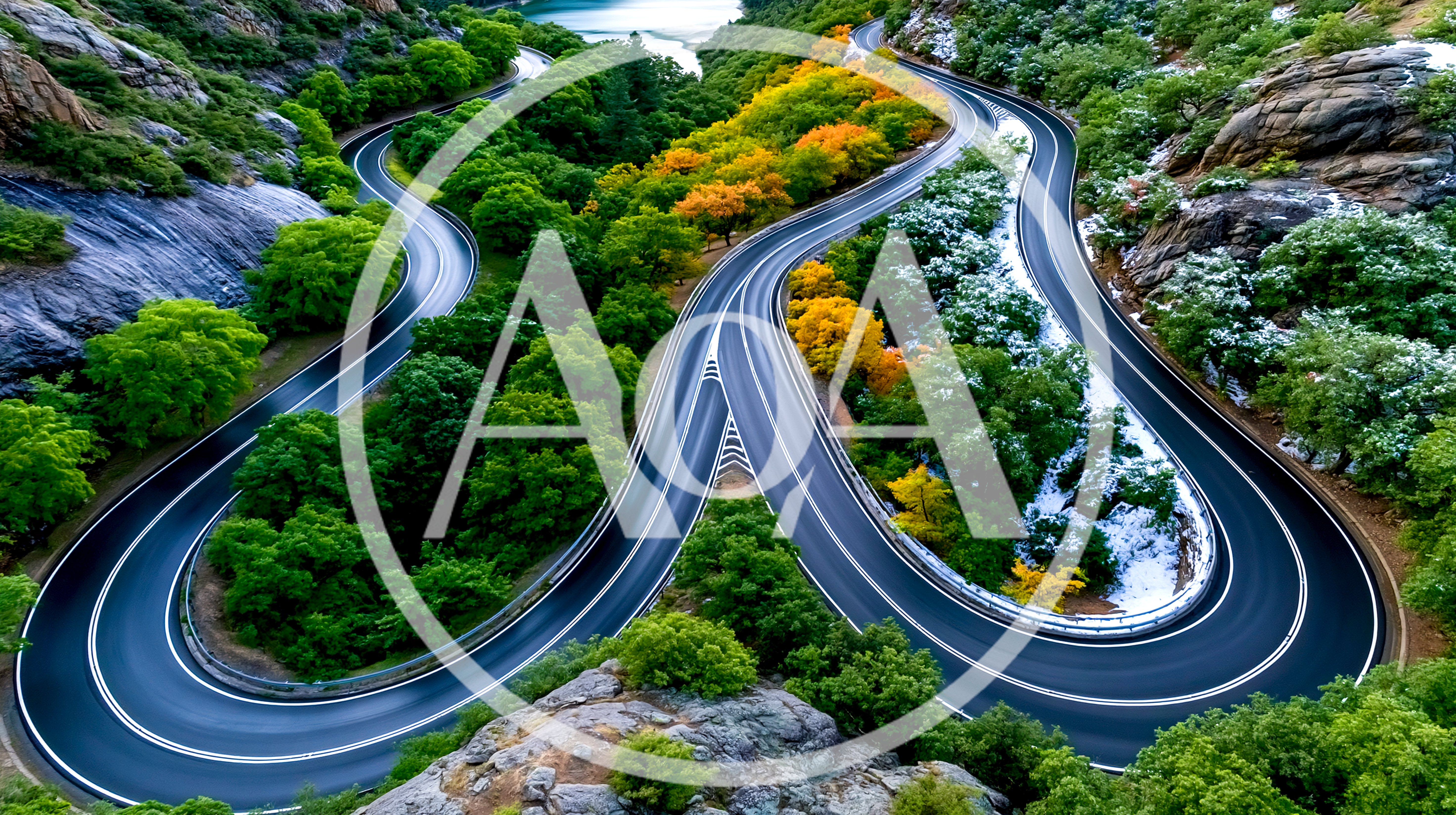 Aerial View Of A Winding Mountain Road