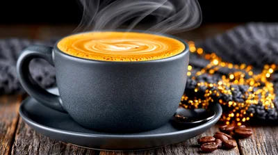 Steaming Cup Of Espresso On A Rustic Wooden Table