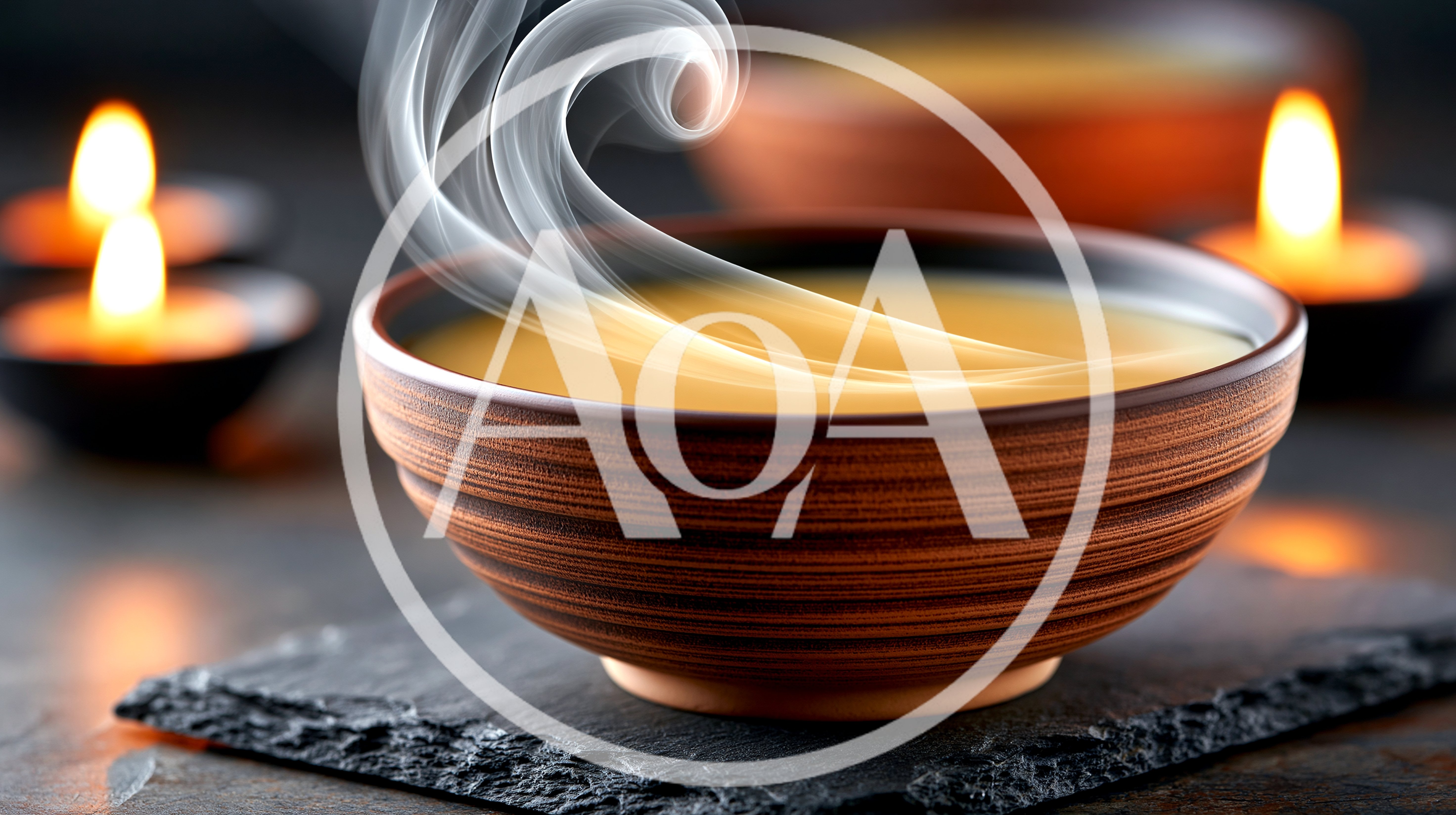 Steaming Bowl Of Warm Soup With Candles