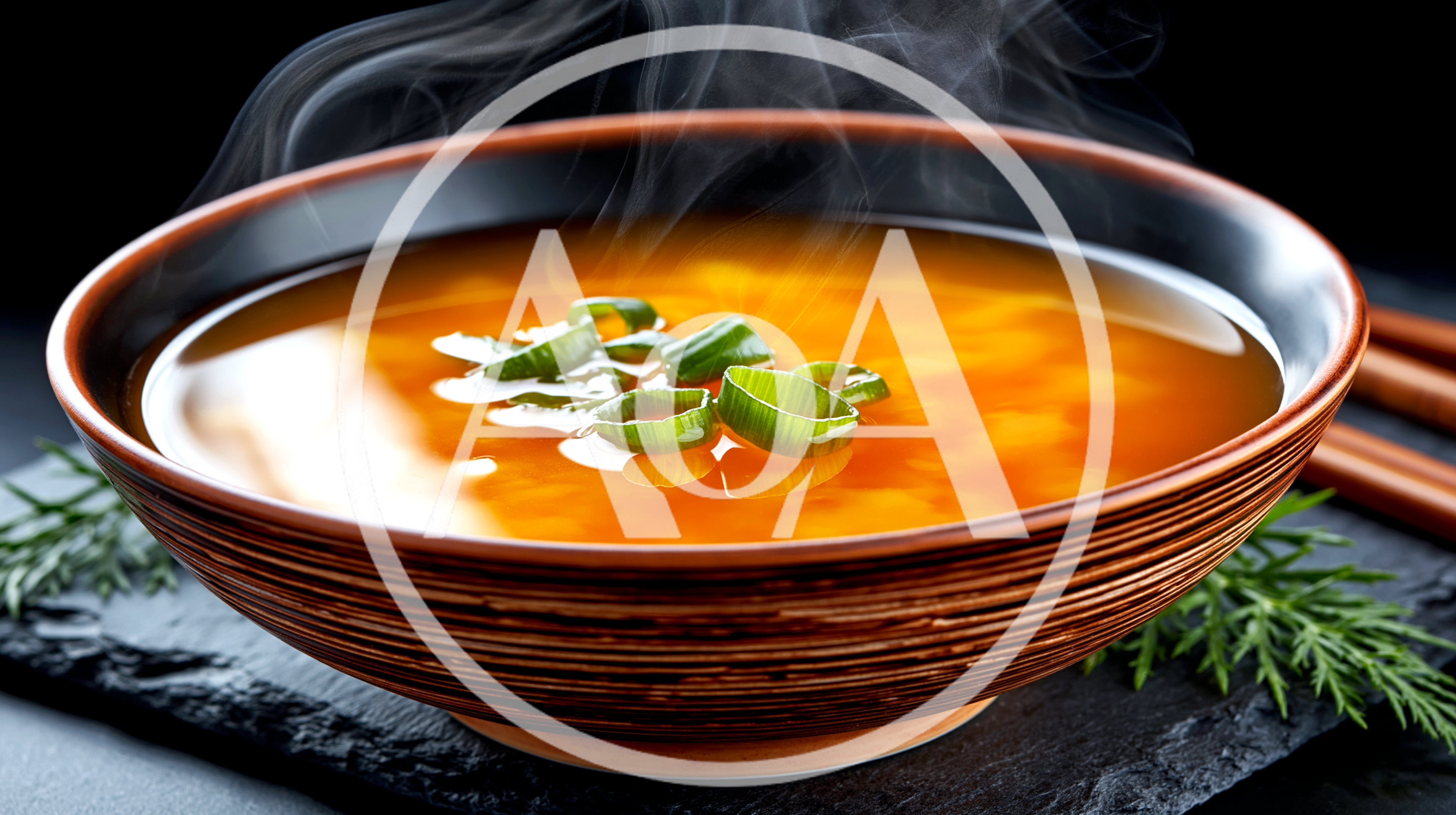 Steaming Bowl Of Miso Soup With Green Onions