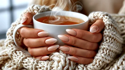 Woman Holding A Warm Cup Of Tea