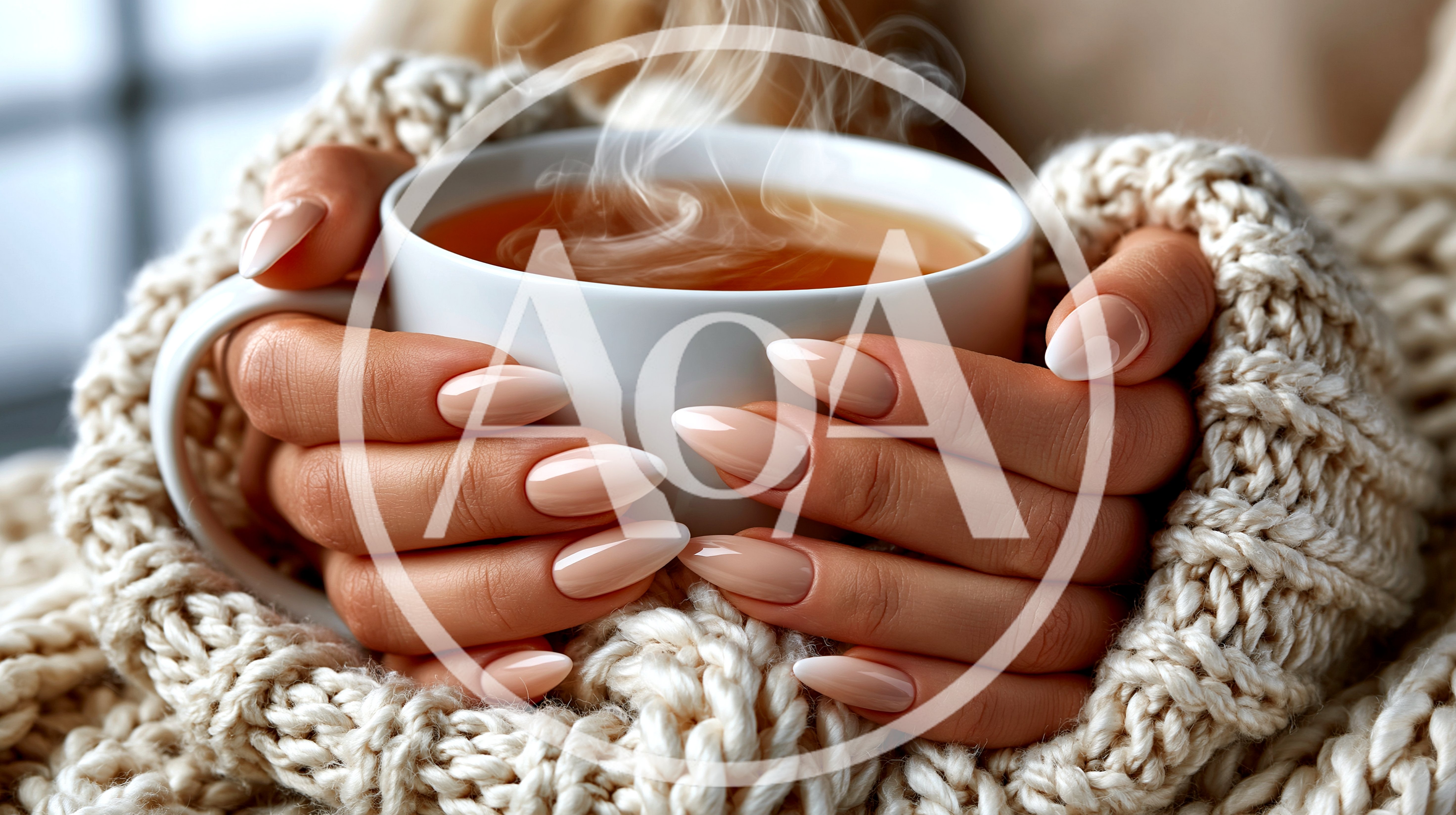 Woman Holding A Warm Cup Of Tea