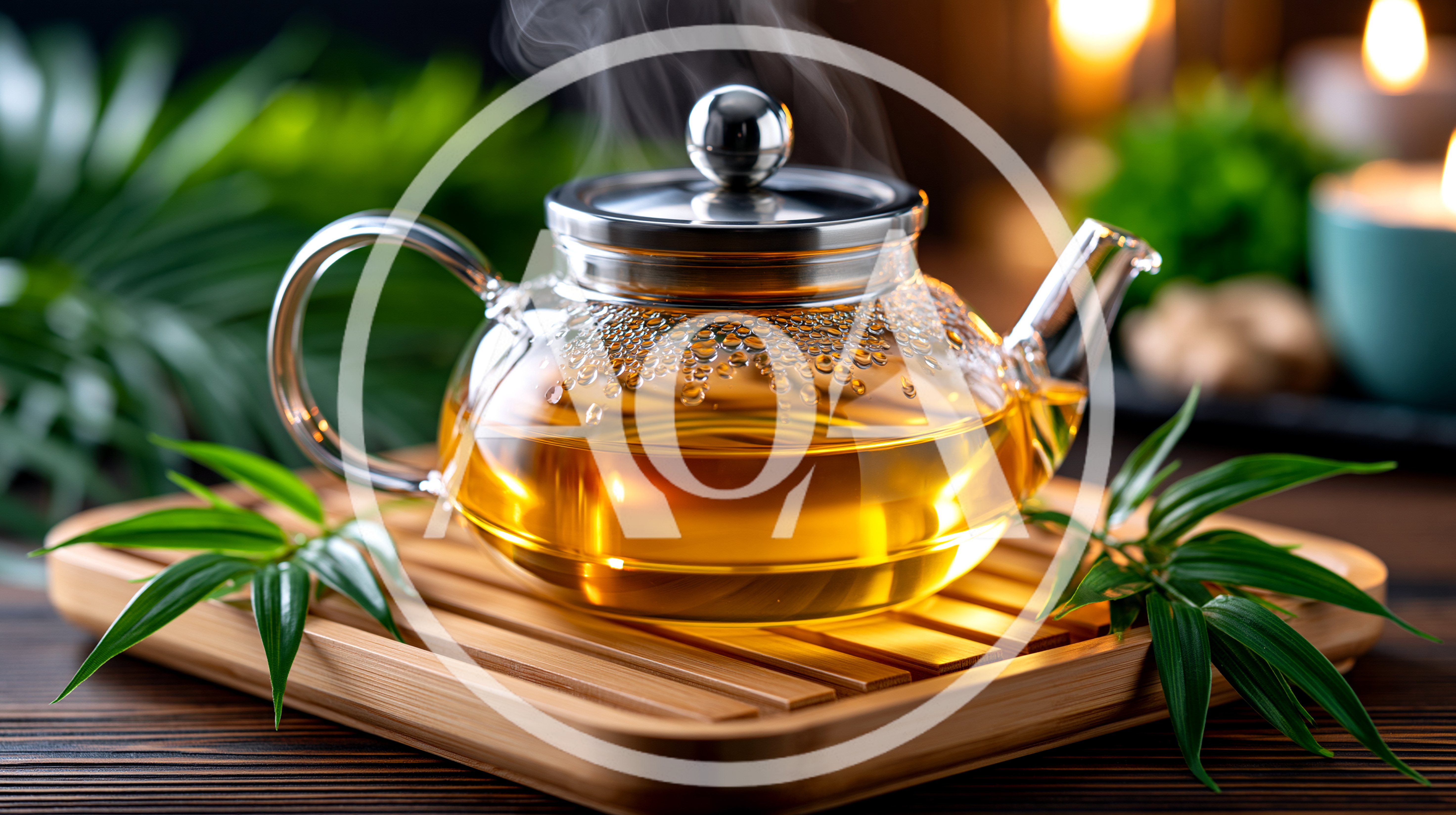 Glass Teapot With Steaming Herbal Tea