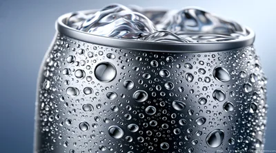 Cold Aluminum Soda Can With Condensation Droplets