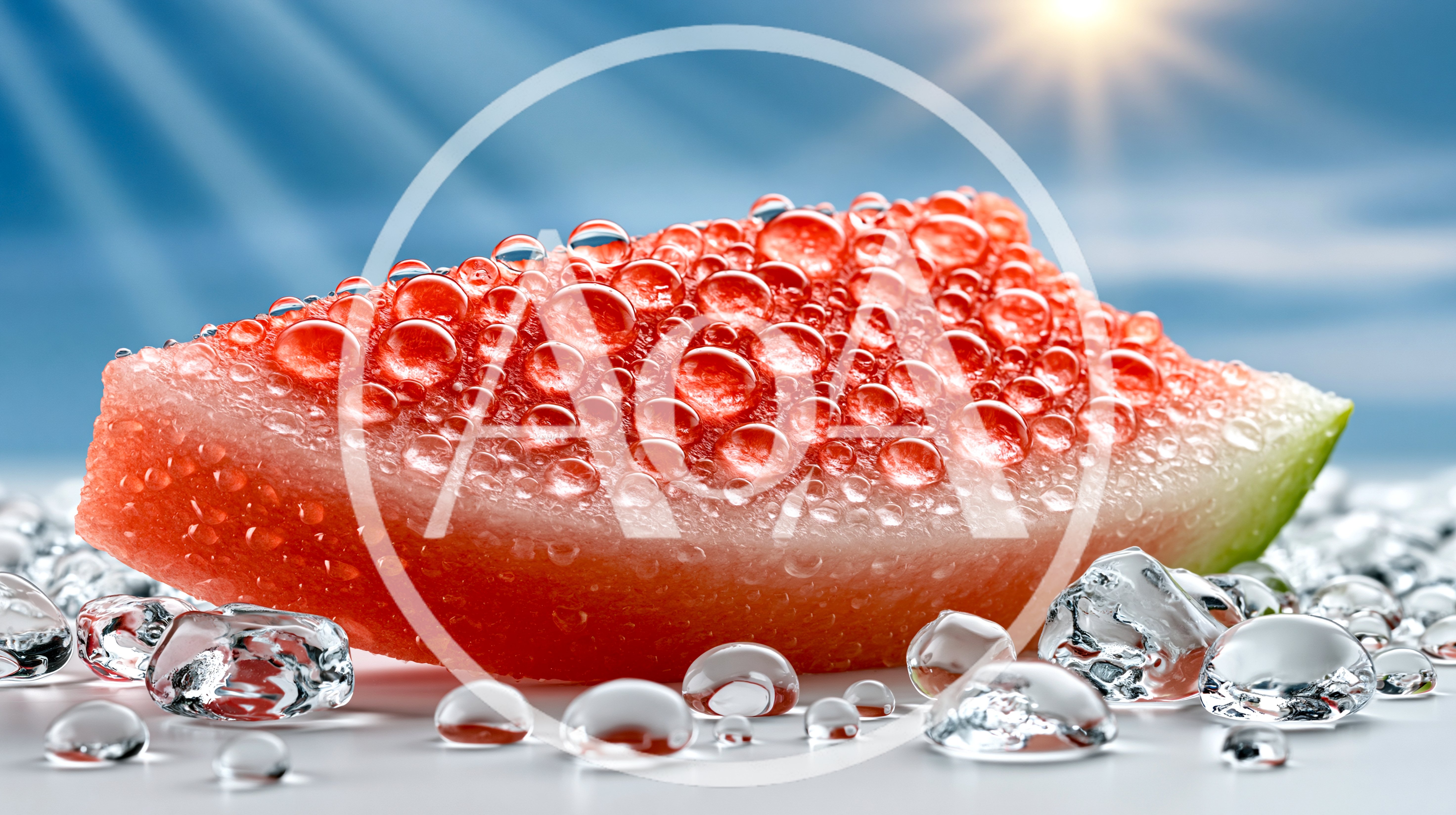Fresh Watermelon Slice Covered In Dew Drops