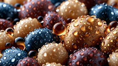 Macro View of Colorful Wet Spheres
