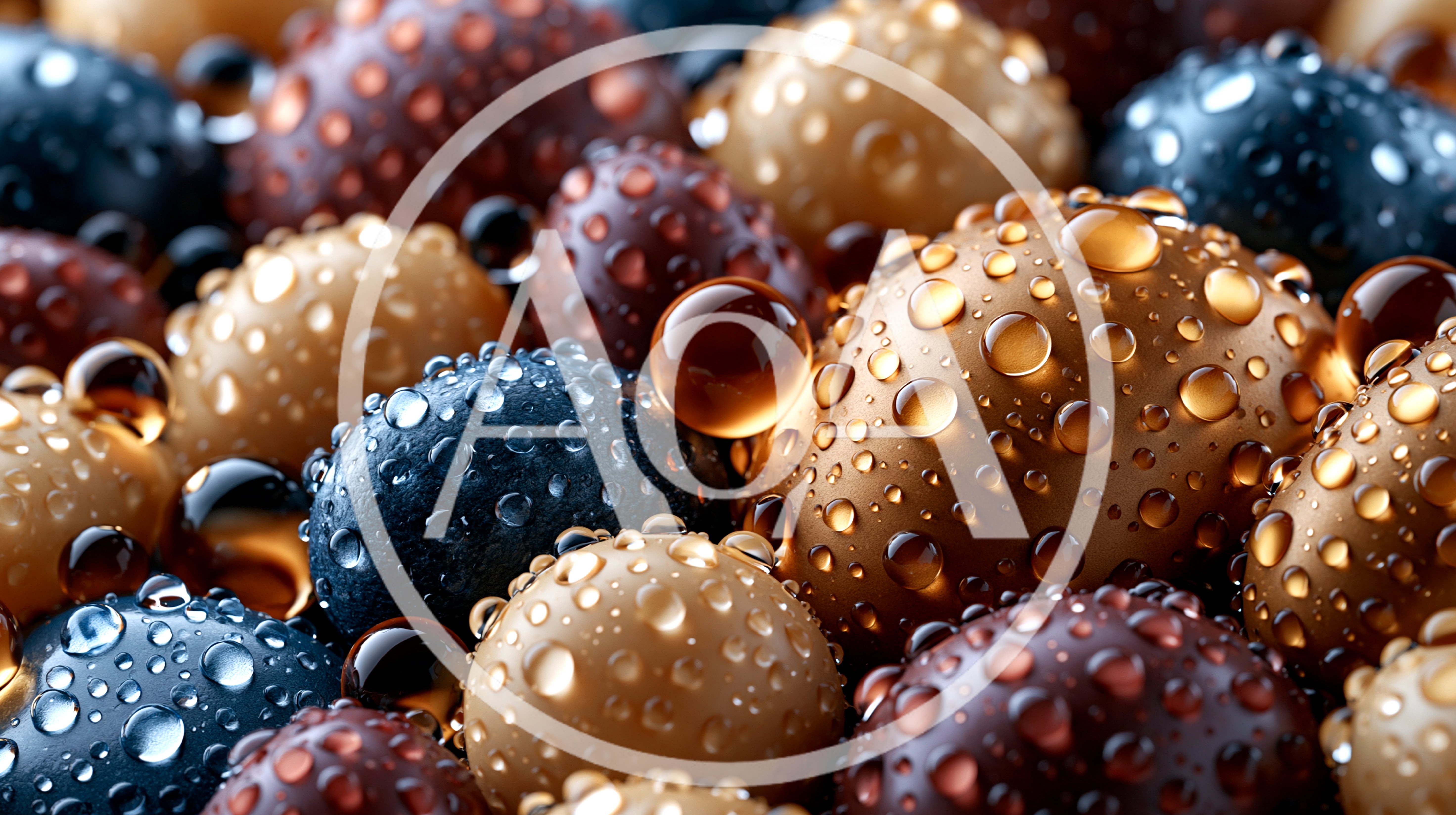Macro View of Colorful Wet Spheres