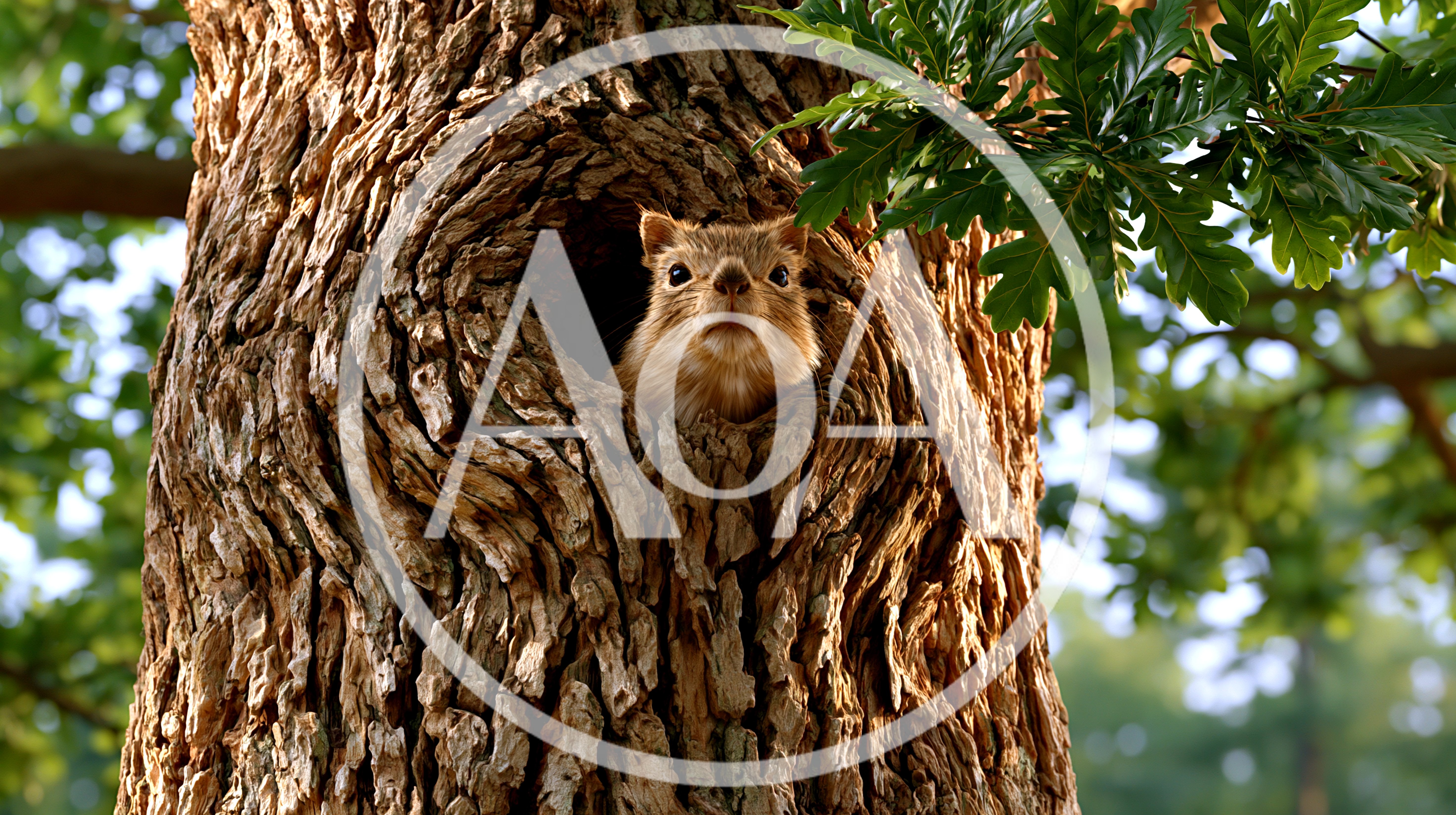 Red Squirrel Peeking Out From A Tree Hollow