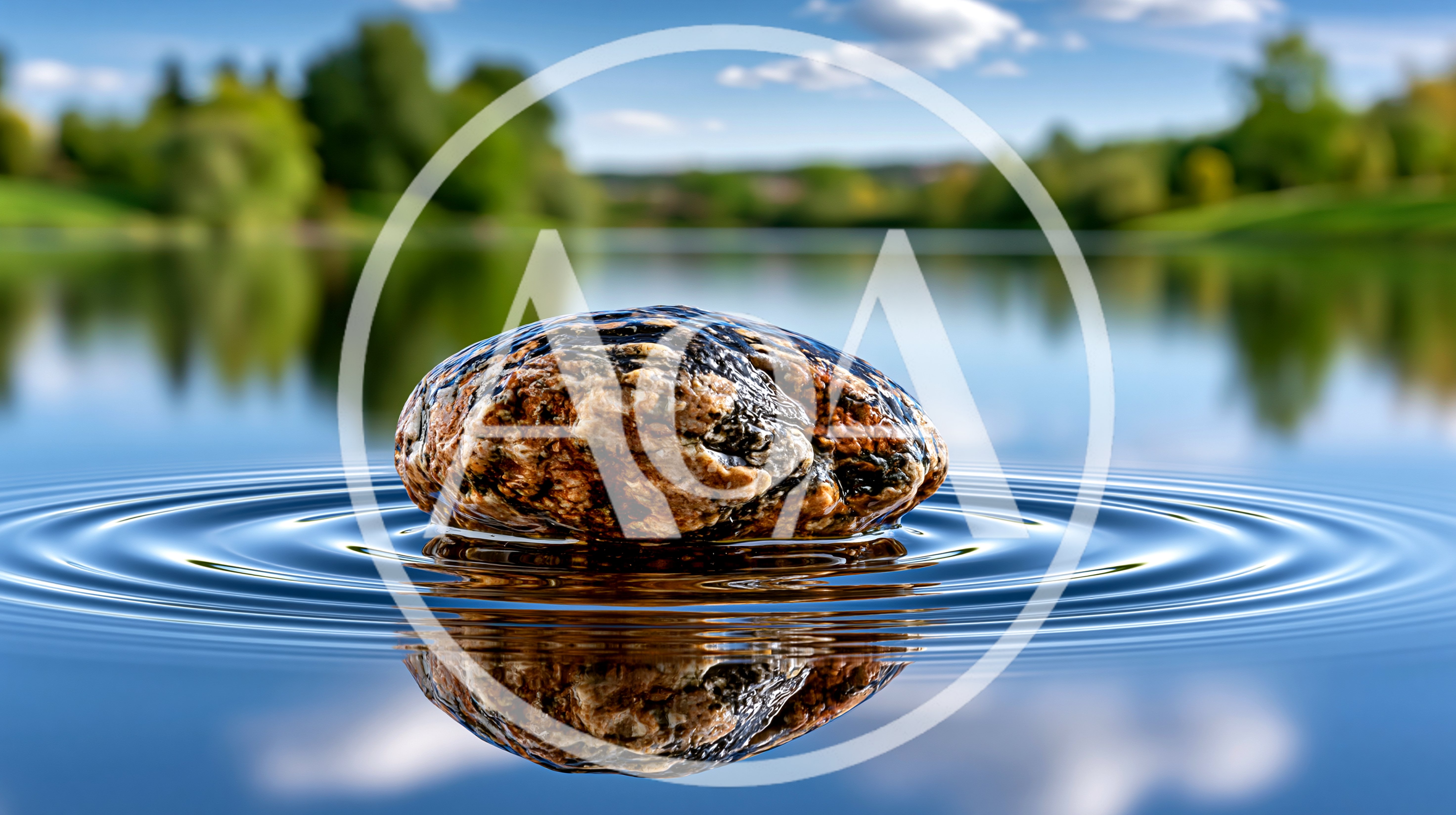 Stone Dropping Into Calm Lake Water