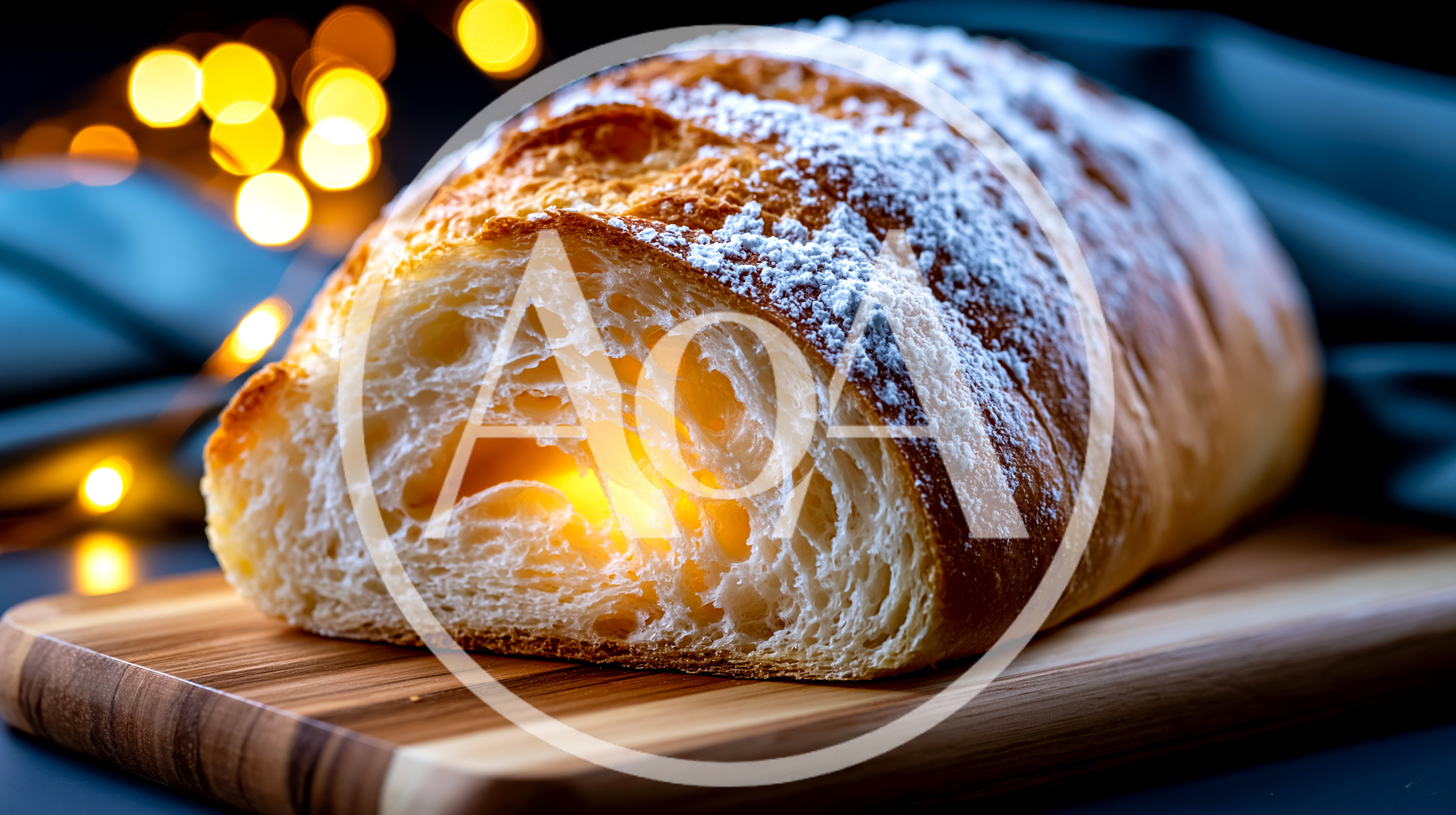 Freshly Baked Loaf Of Bread On Wooden Board