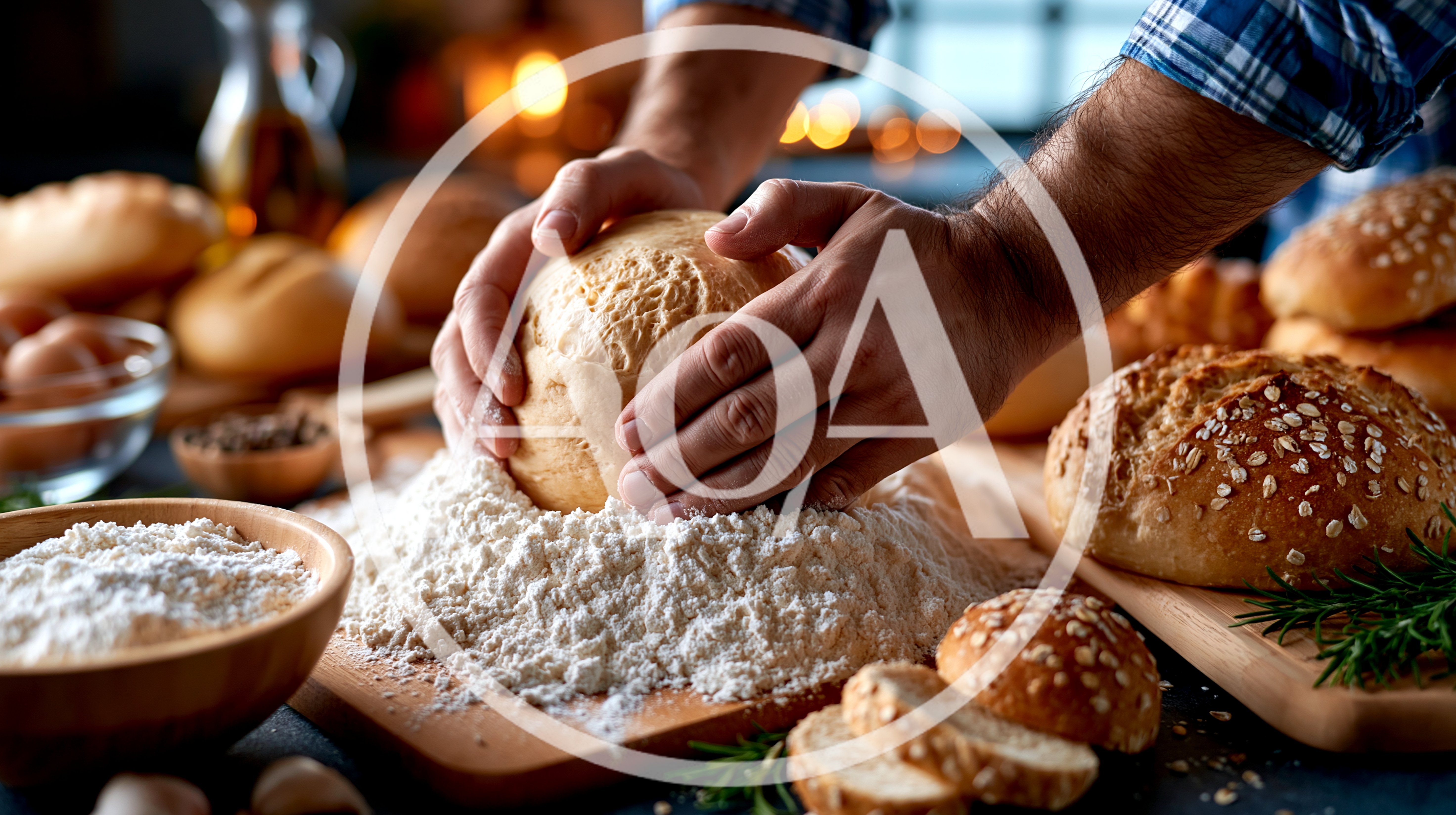 Baker Kneading Fresh Dough On A Floured Surface