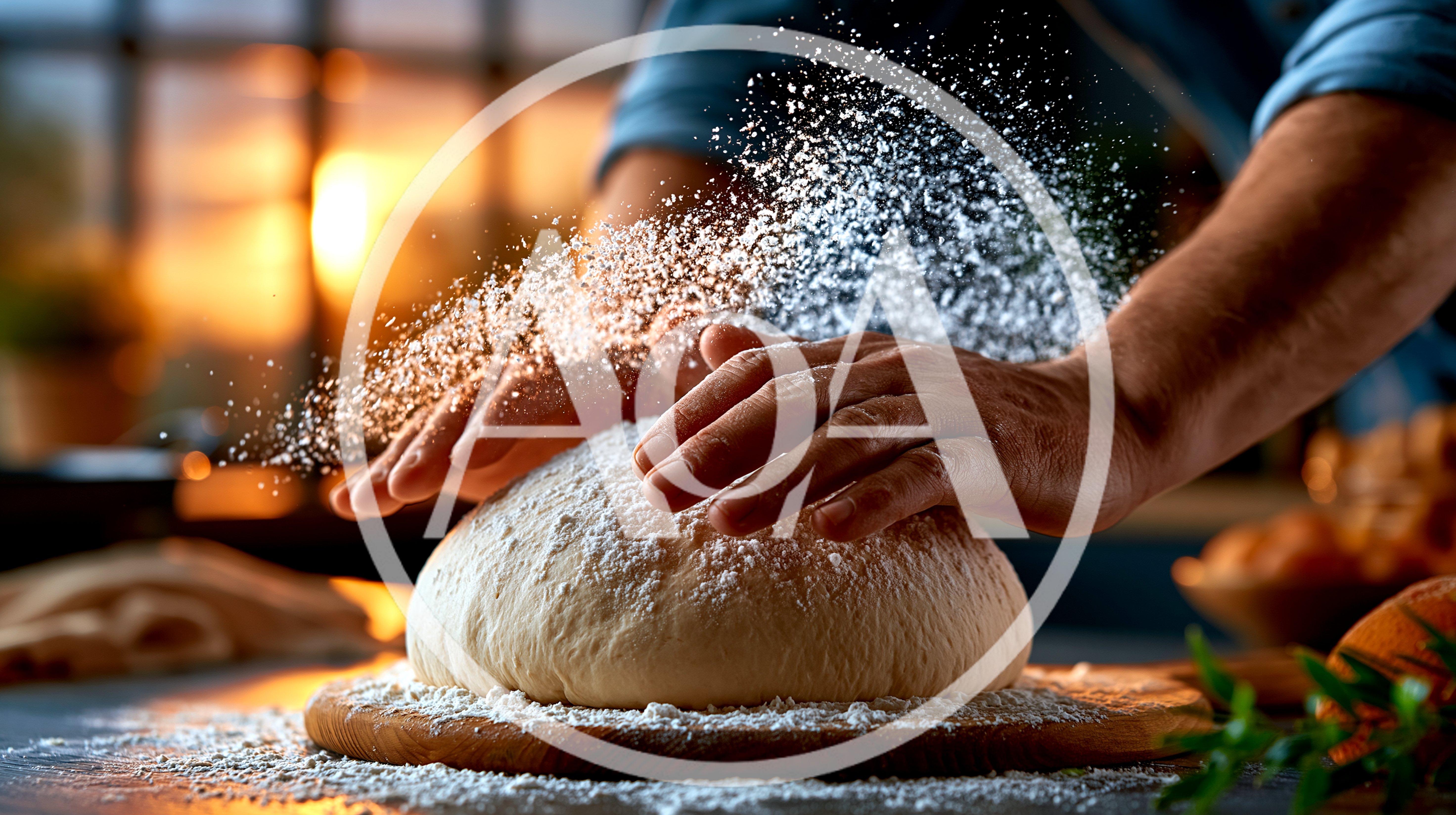 Baker Kneading Dough With Flour Dusting