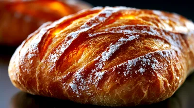 Freshly Baked Artisan Bread Loaf With Flour Dusting