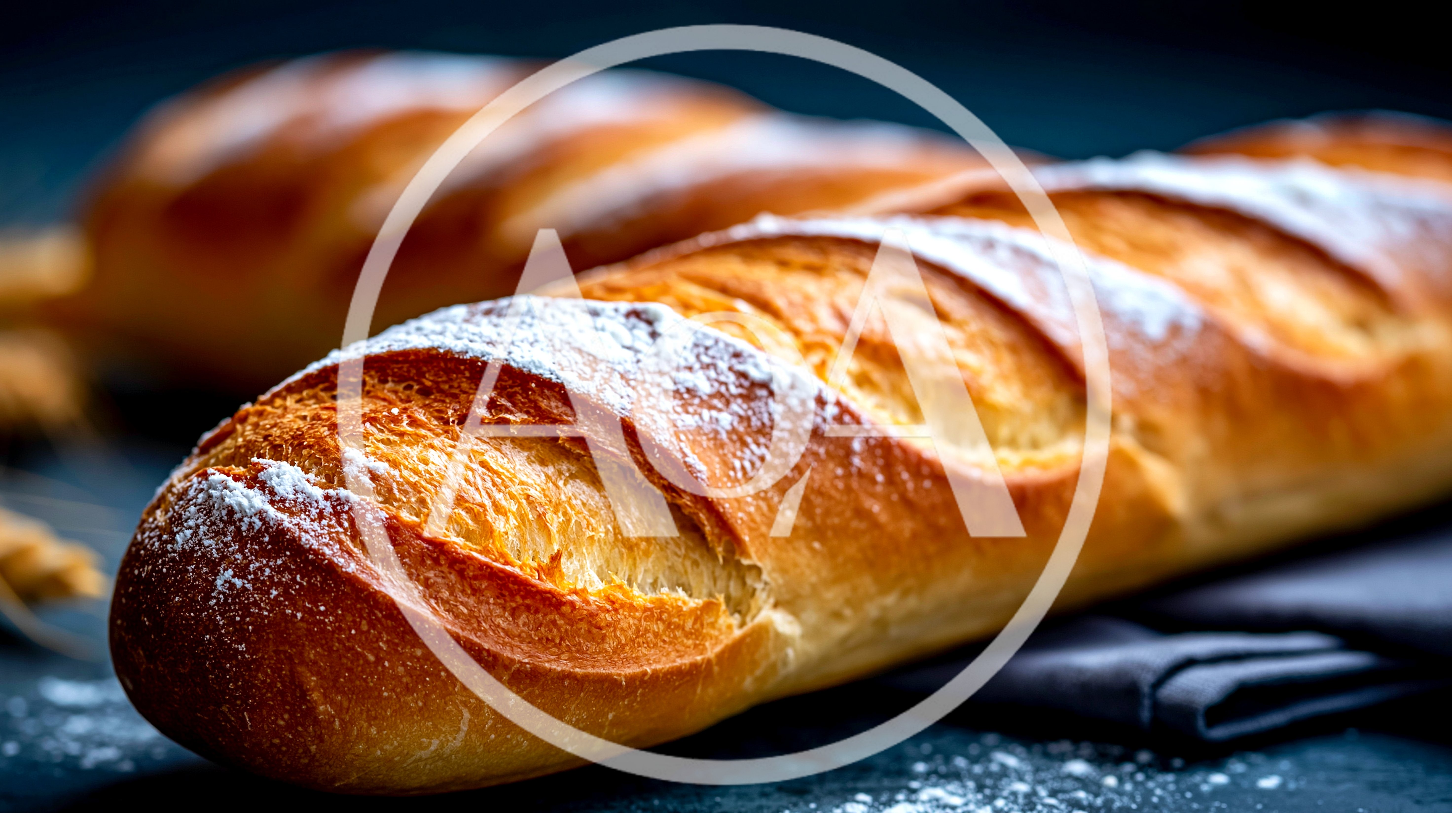 Freshly Baked French Baguette On Dark Surface