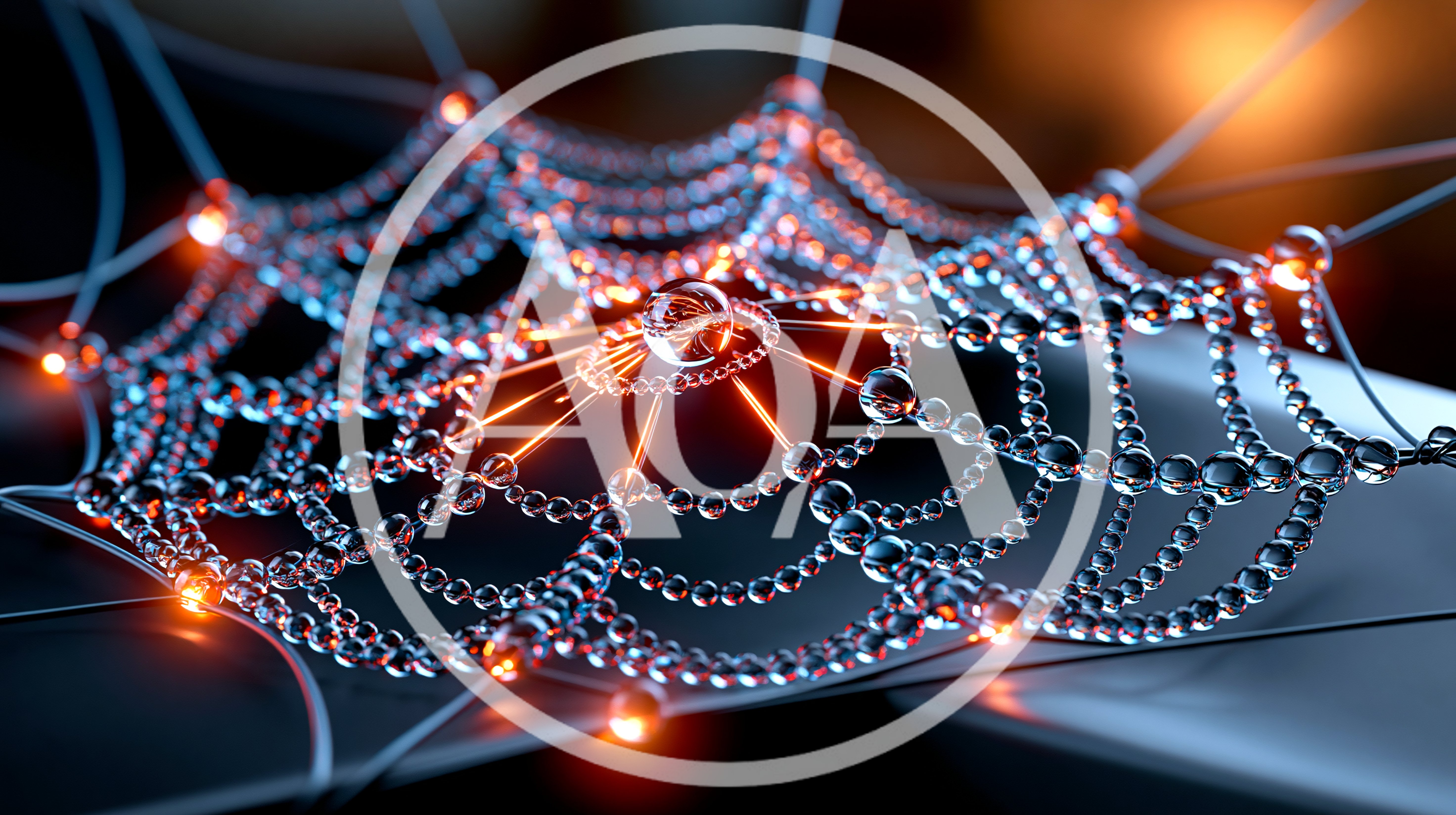 Glowing Digital Spider Web Network Structure