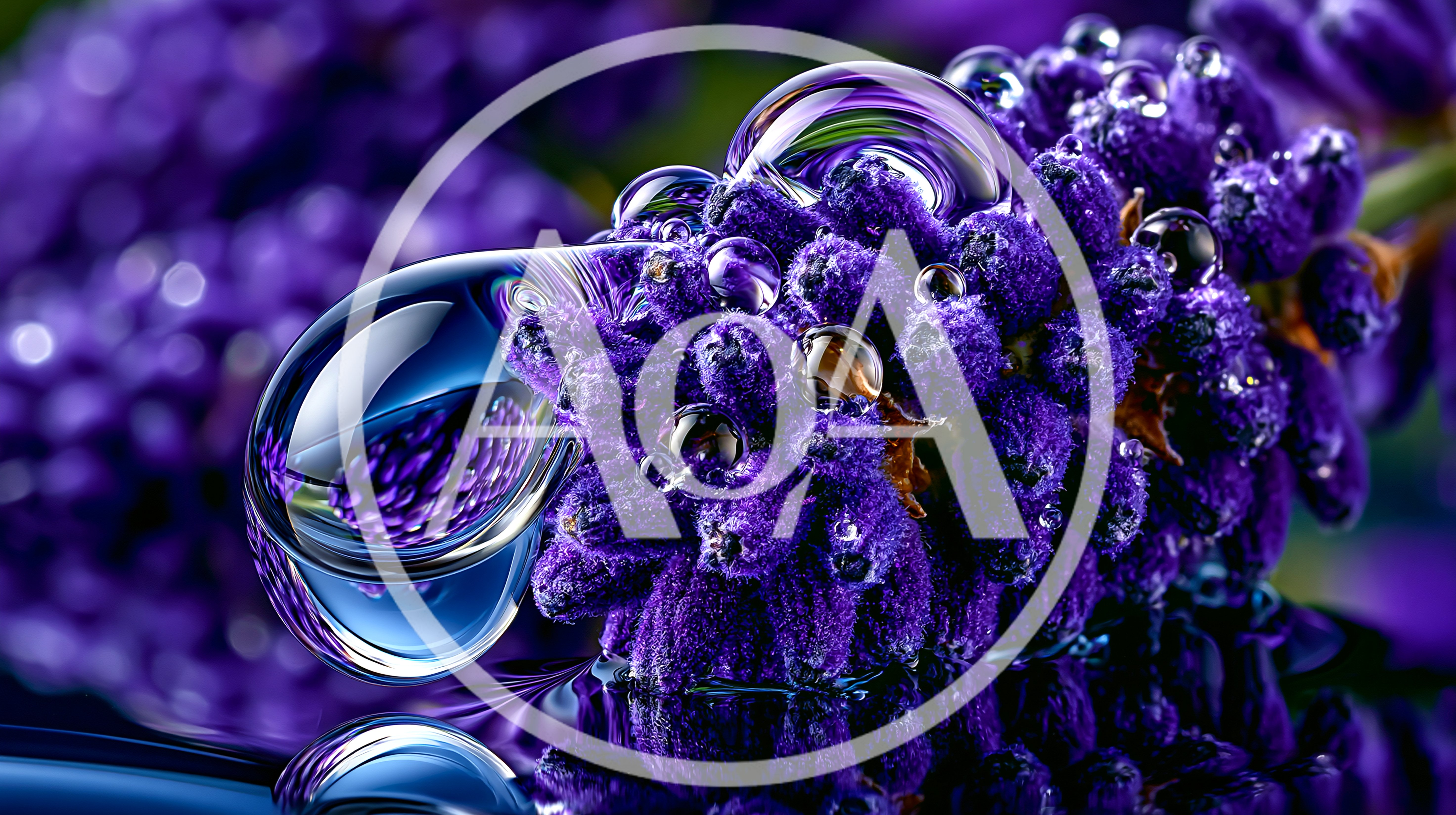 Macro Shot Of Lavender Flowers With Water Droplets
