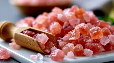 Himalayan Pink Salt Crystals With Wooden Scoop